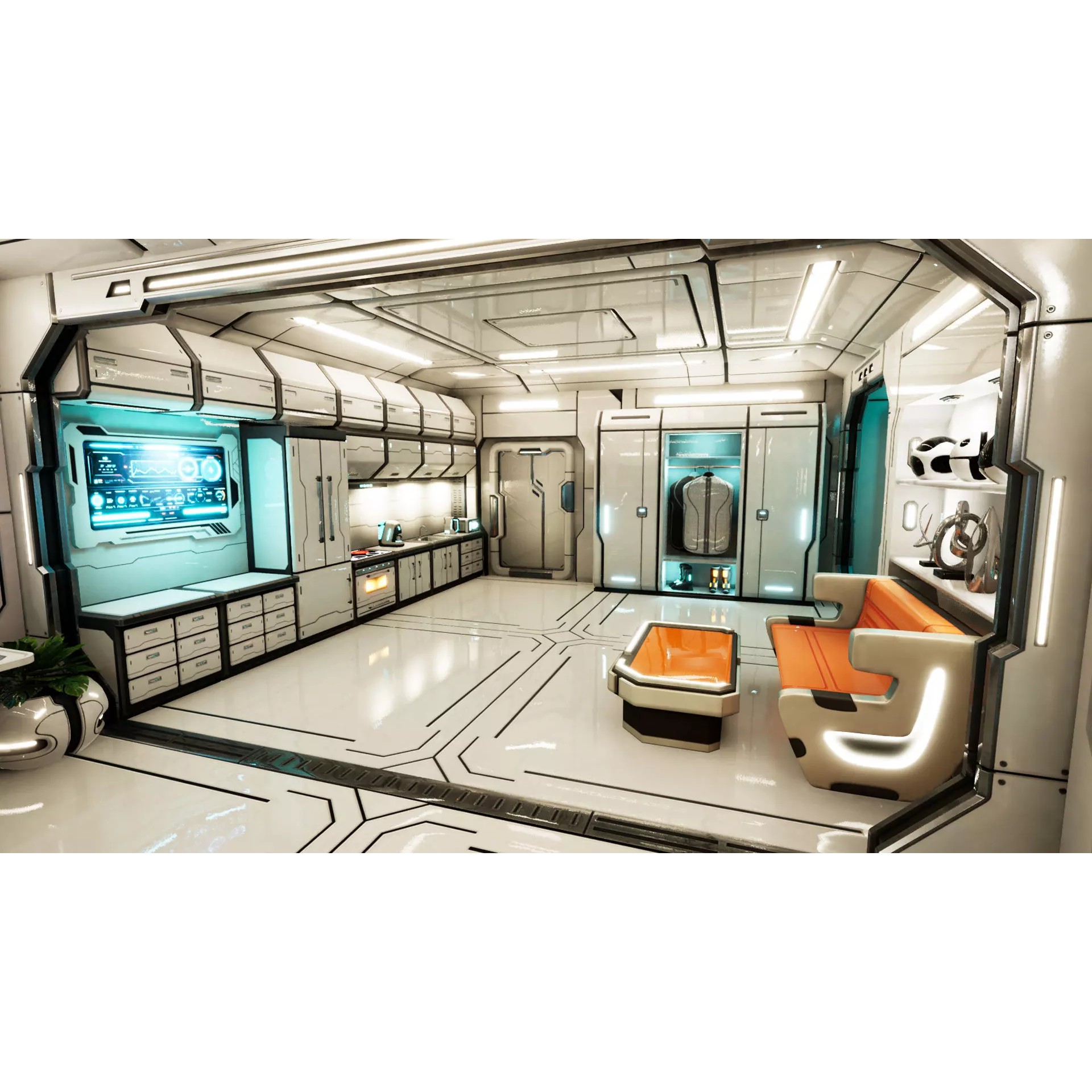 Sci-Fi Apartment Room - Low-Poly Game-Ready 3D Model - View 2