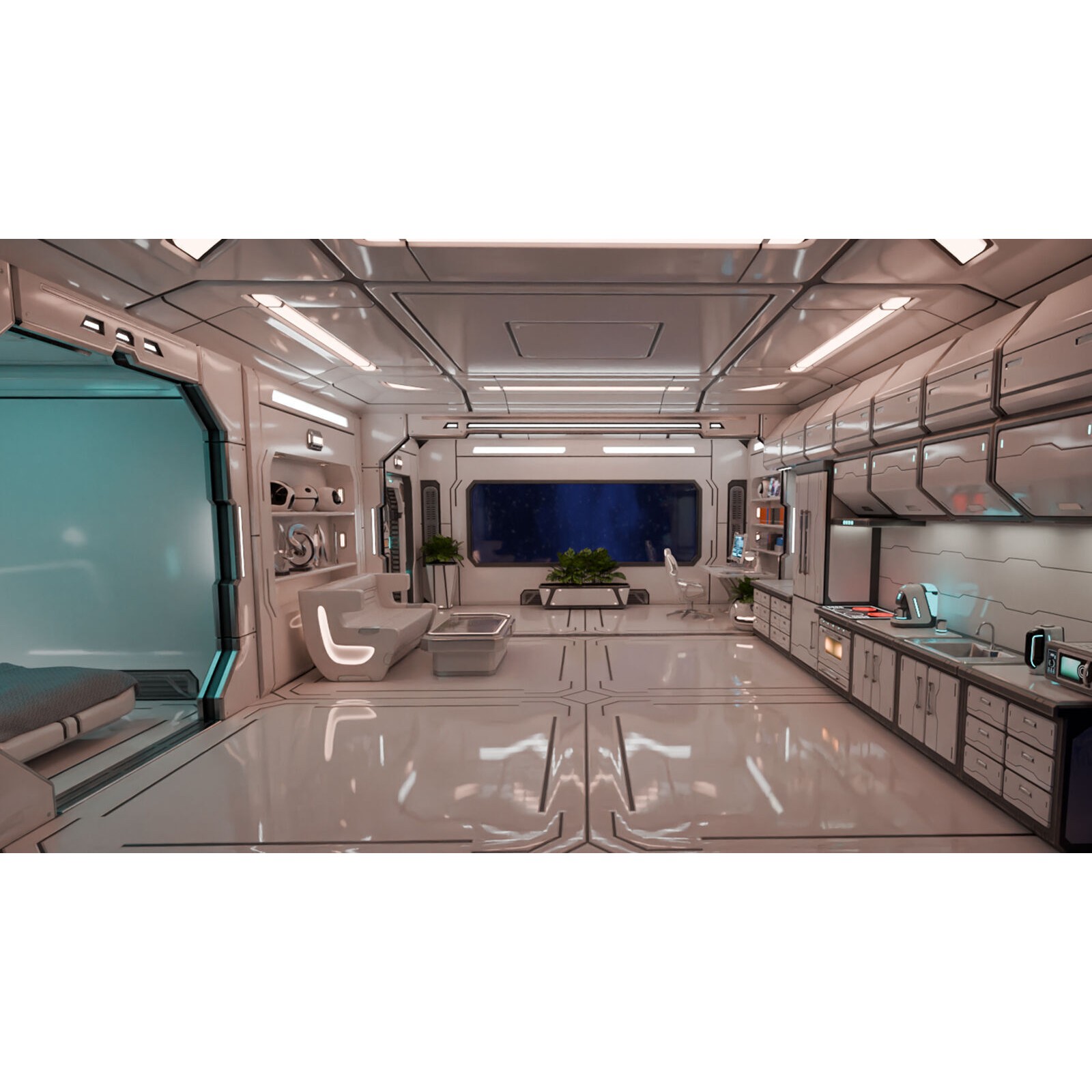 Sci-Fi Apartment Room - Low-Poly Game-Ready 3D Model - View 5