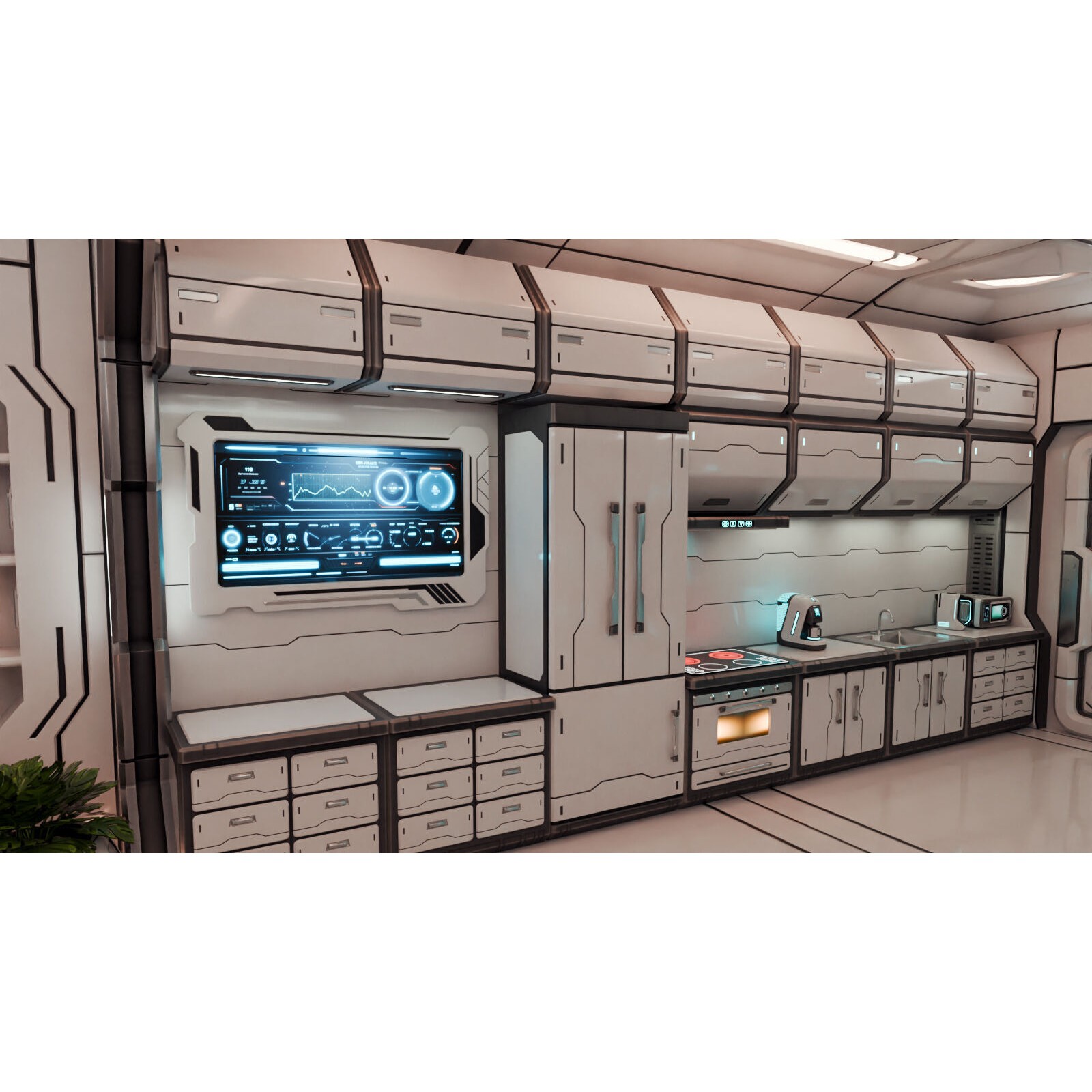 Sci-Fi Apartment Room - Low-Poly Game-Ready 3D Model - View 8