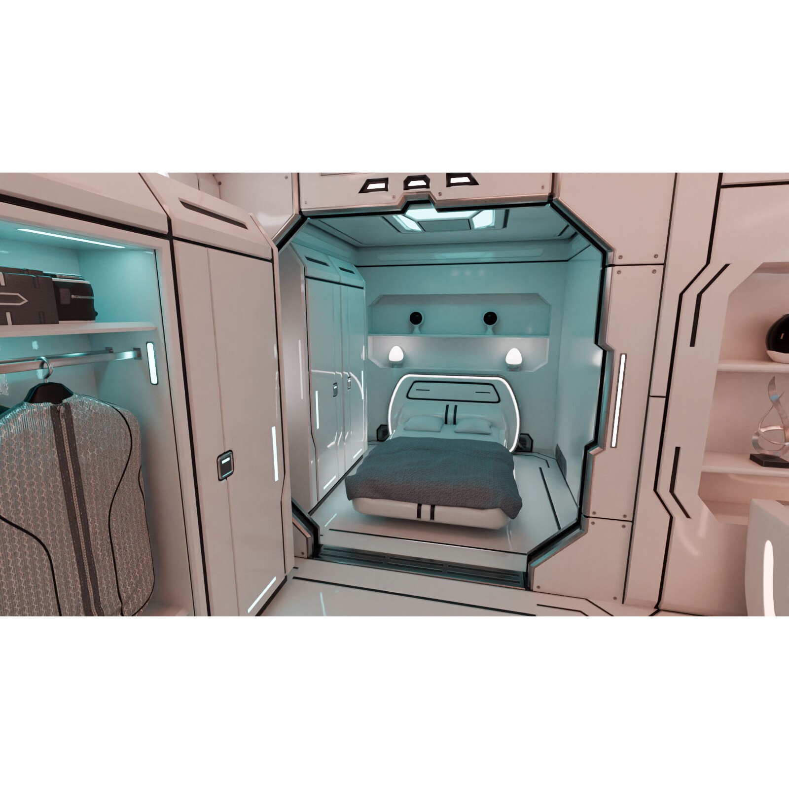 Sci-Fi Apartment Room - Low-Poly Game-Ready 3D Model - View 9