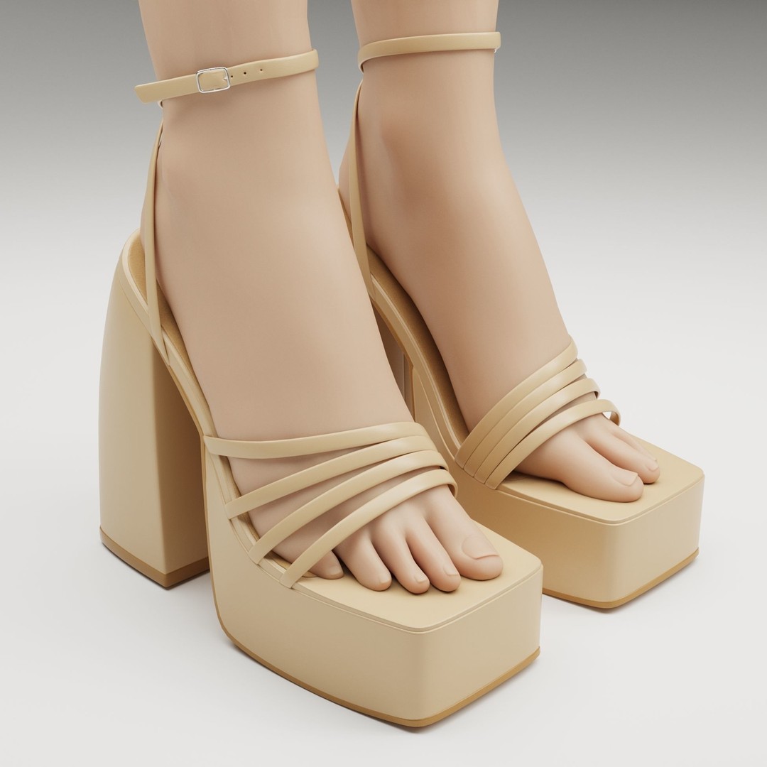 Heels 3D Model – Low Poly Game-Ready Footwear Collection, FBX - View 7