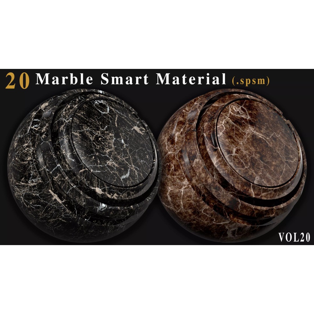Marble Smart Materials 3D Model – 20 Realistic Textures for Substance Painter