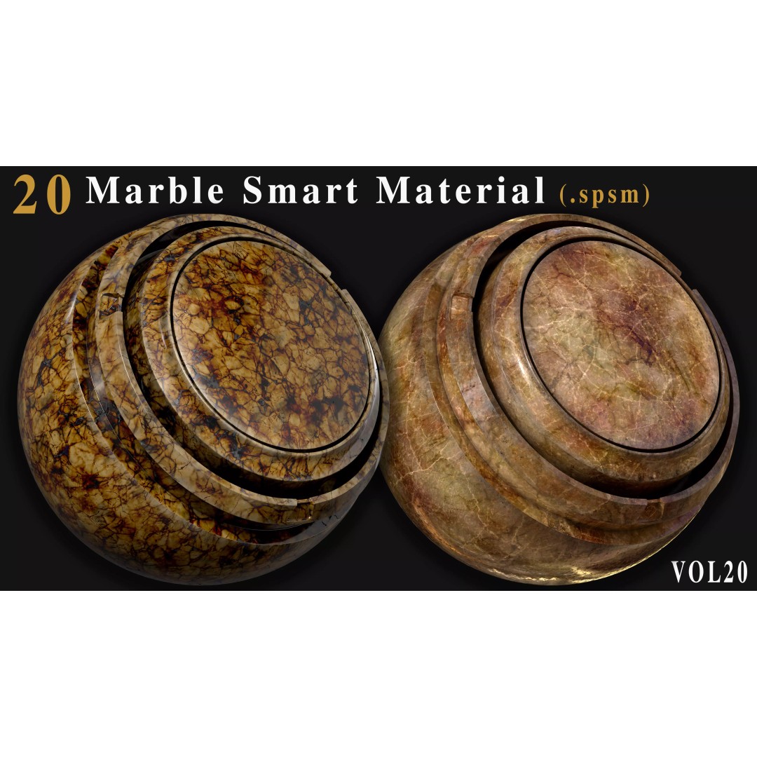 Marble Smart Materials 3D Model – 20 Realistic Textures for Substance Painter - View 10