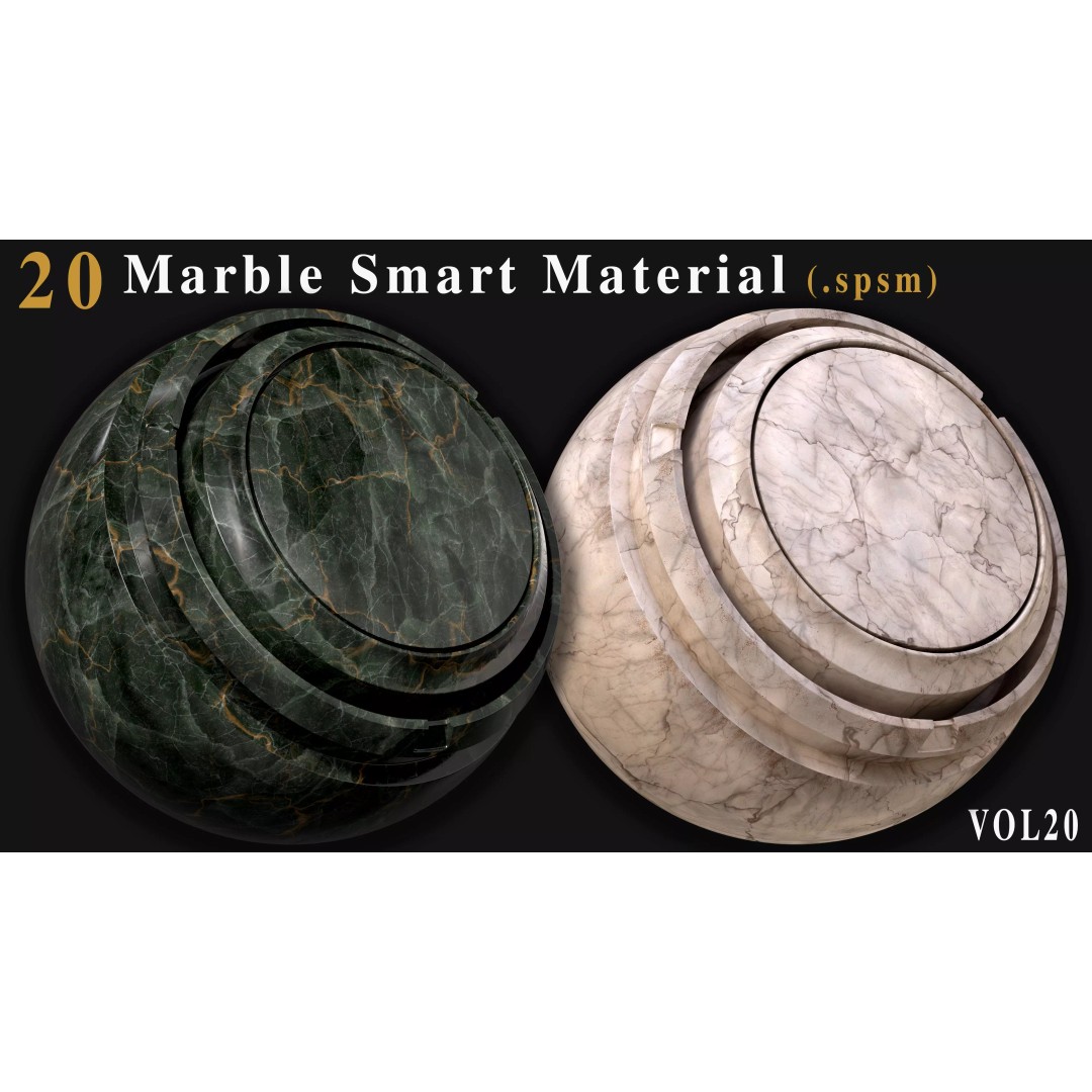Marble Smart Materials 3D Model – 20 Realistic Textures for Substance Painter - View 12
