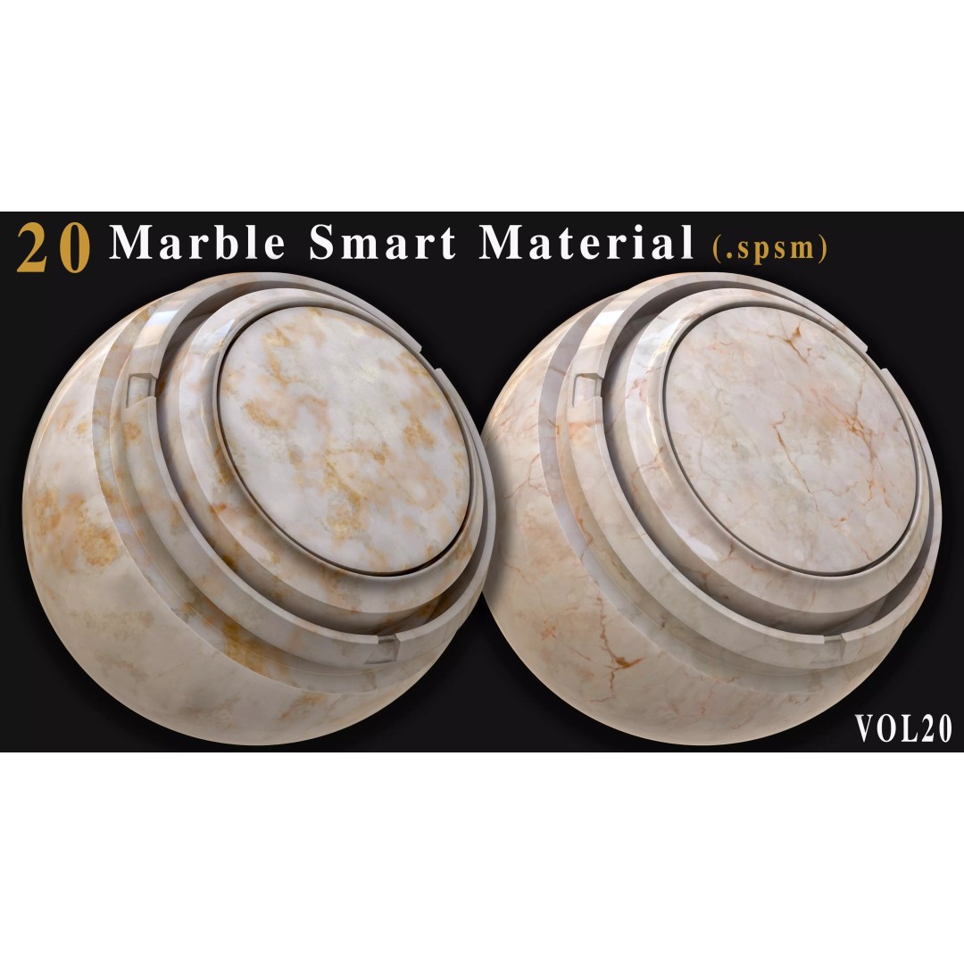 Marble Smart Materials 3D Model – 20 Realistic Textures for Substance Painter - View 13