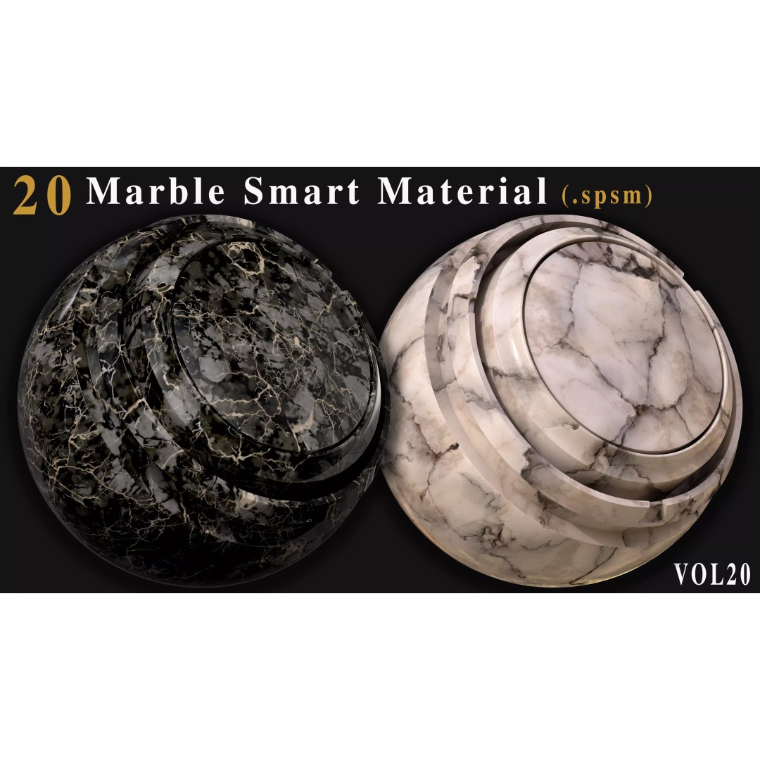 Marble Smart Materials 3D Model – 20 Realistic Textures for Substance Painter - View 14