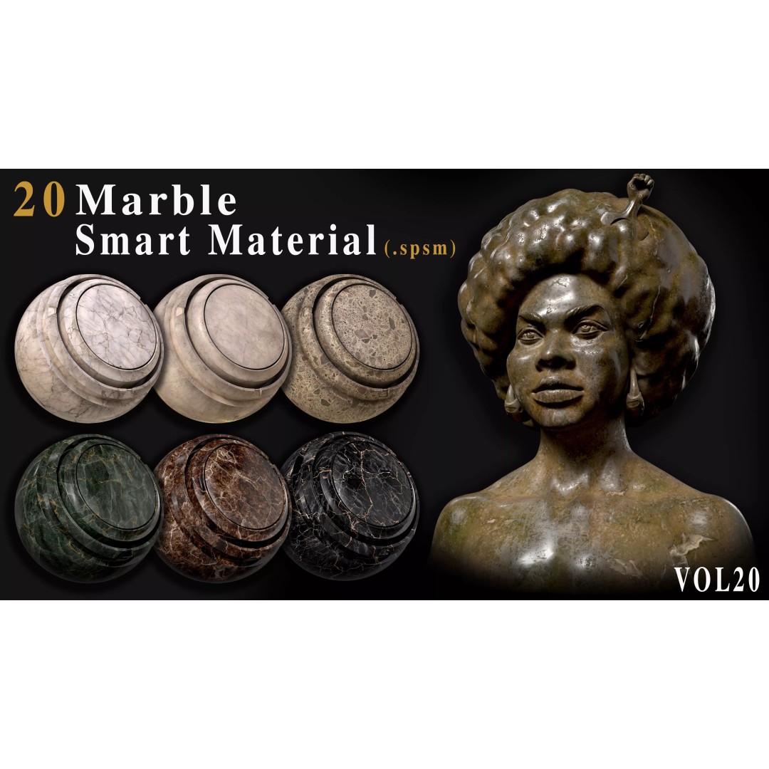 Marble Smart Materials 3D Model – 20 Realistic Textures for Substance Painter - View 2