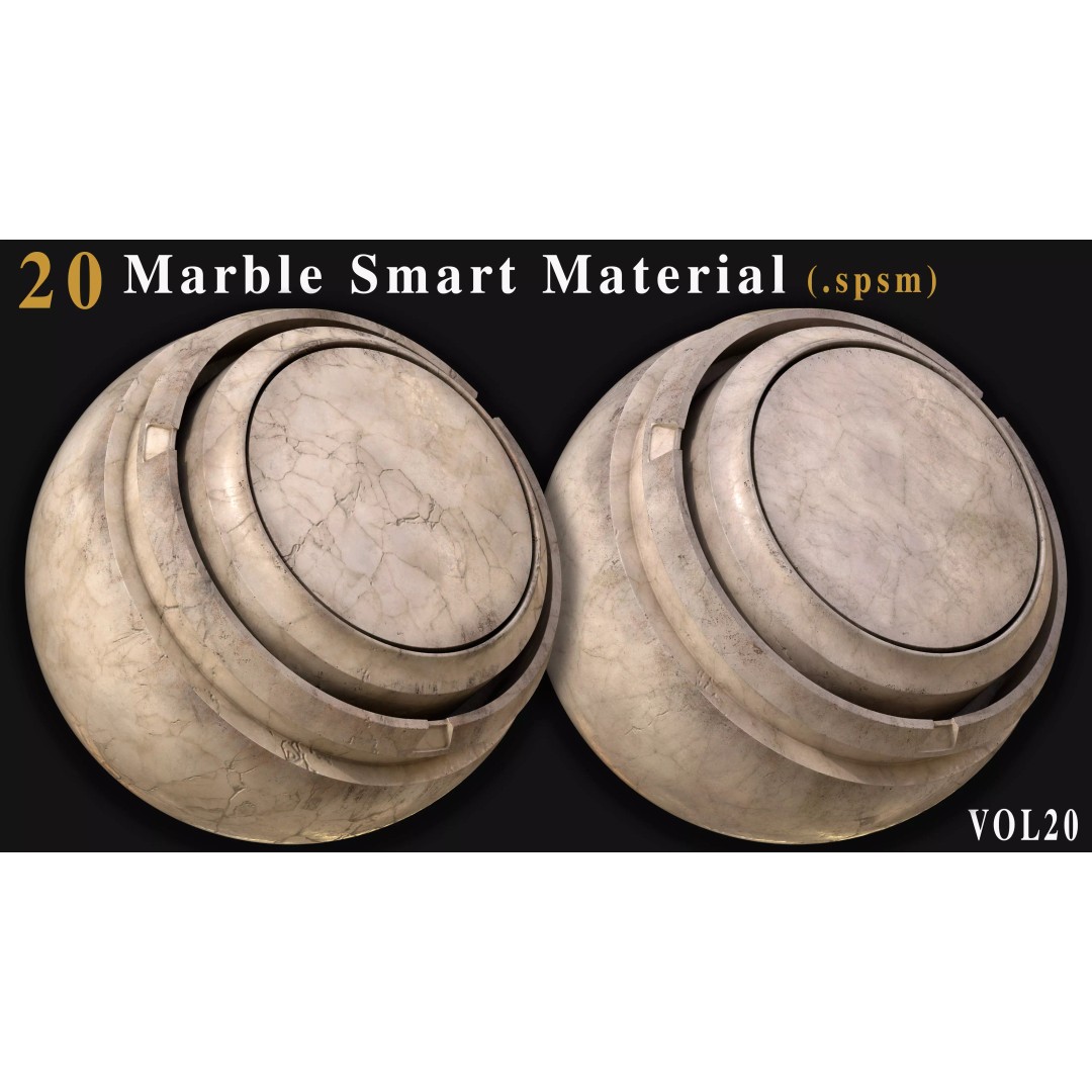 Marble Smart Materials 3D Model – 20 Realistic Textures for Substance Painter - View 3
