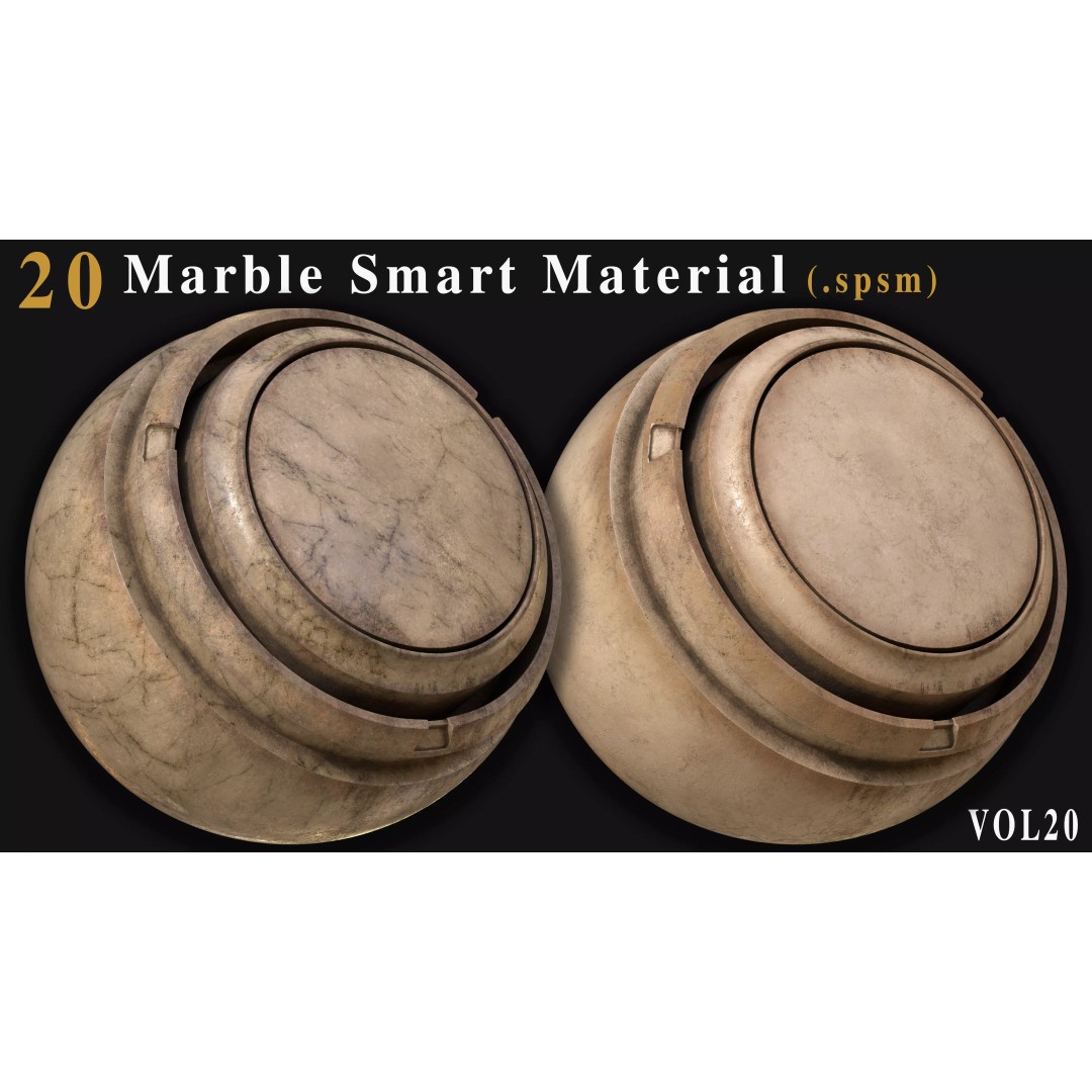 Marble Smart Materials 3D Model – 20 Realistic Textures for Substance Painter - View 4