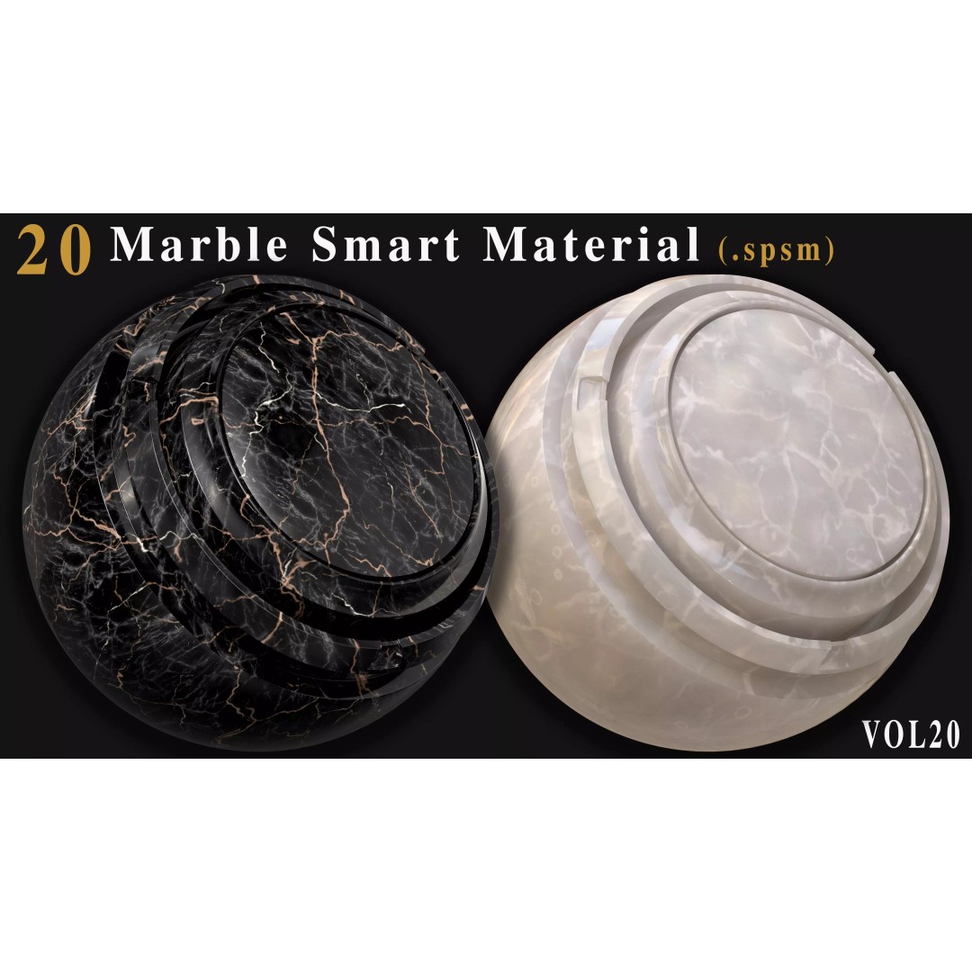 Marble Smart Materials 3D Model – 20 Realistic Textures for Substance Painter - View 7