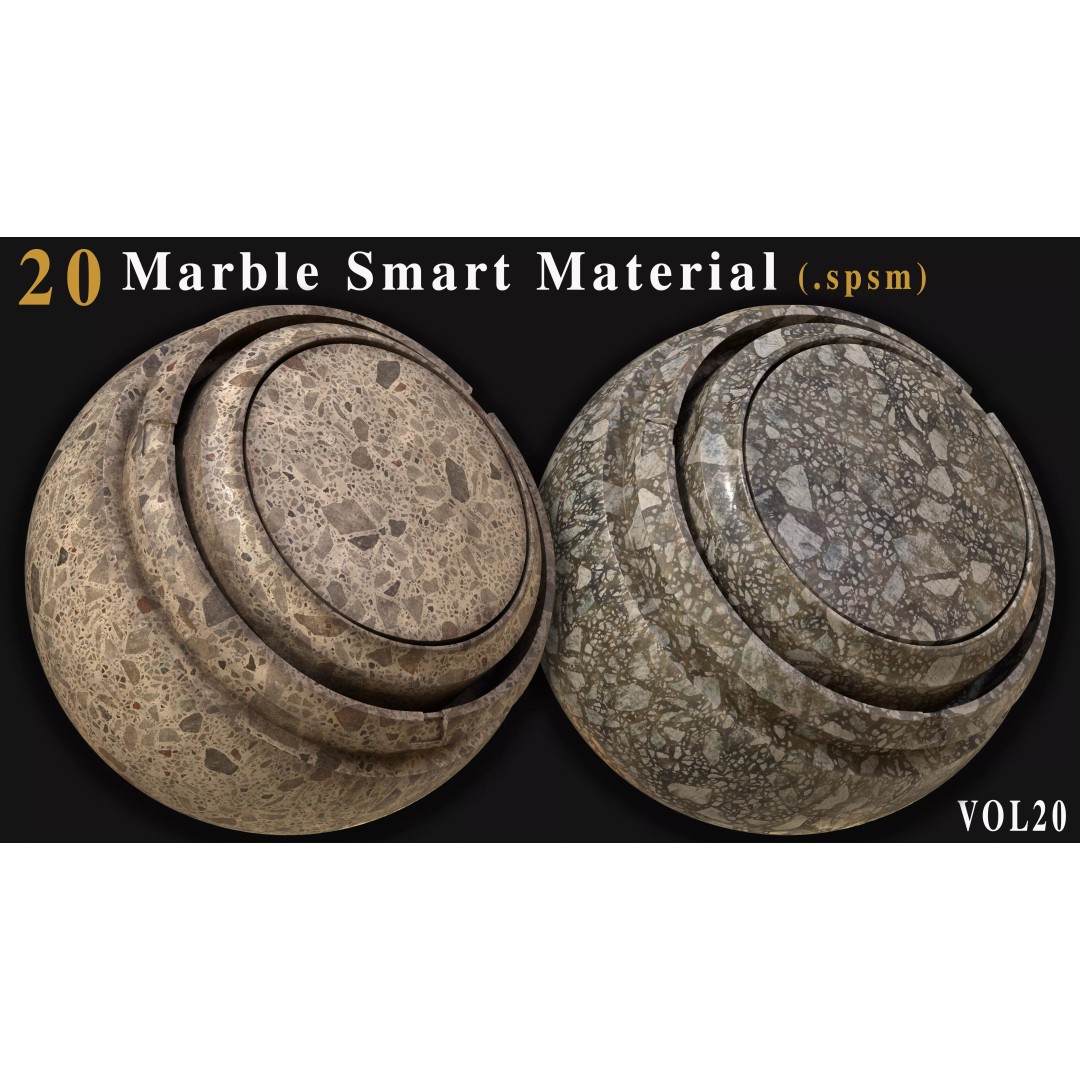 Marble Smart Materials 3D Model – 20 Realistic Textures for Substance Painter - View 9