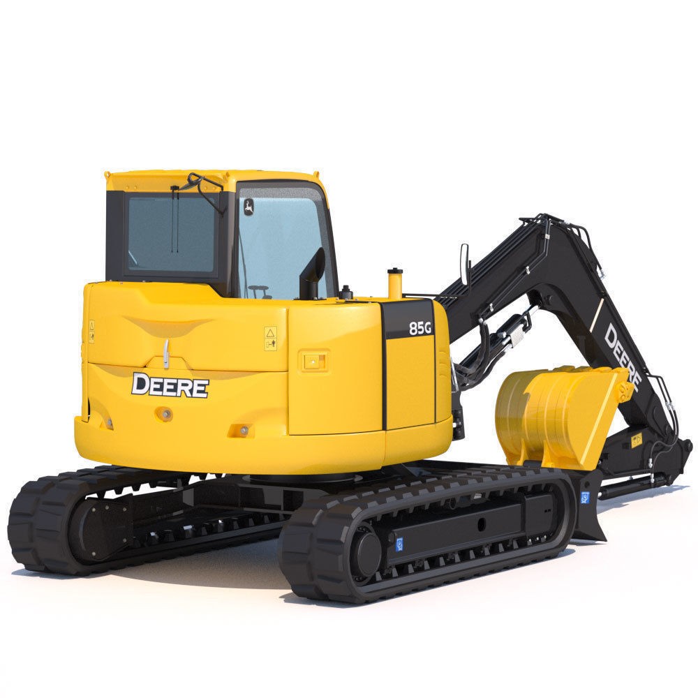 Compact Excavator Deere 85G 3D Model – High Detail PBR Asset, FBX - View 4