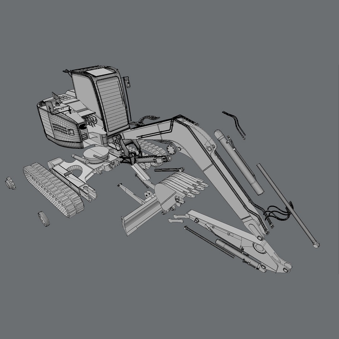 Compact Excavator Deere 85G 3D Model – High Detail PBR Asset, FBX - View 9