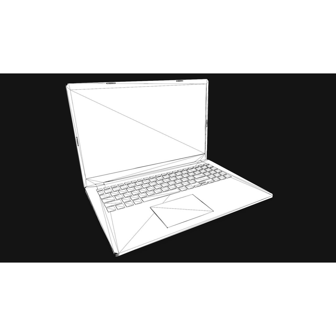 Laptop 3D Model – Low Poly Game Ready Asset, FBX, PBR Textures - View 12