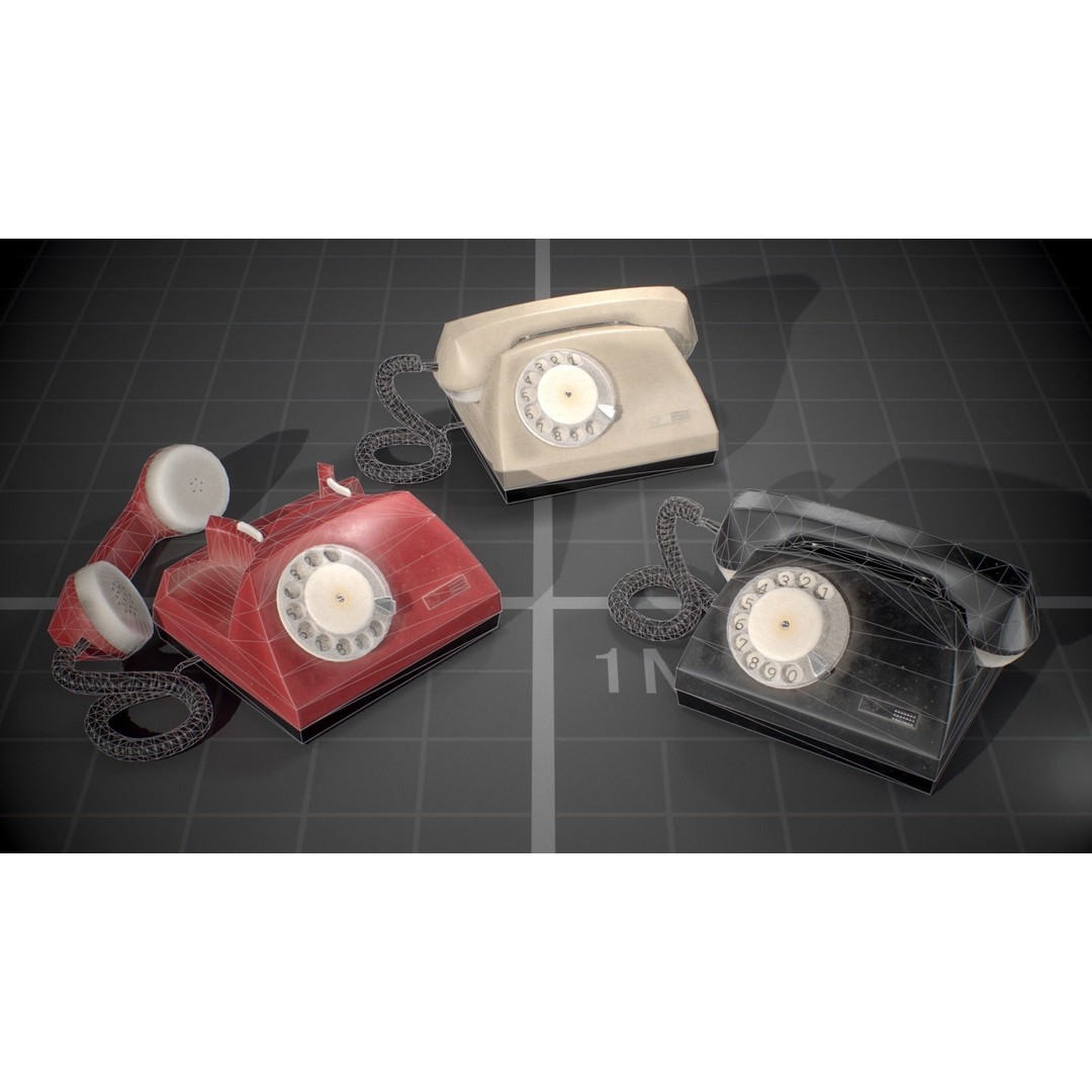 Used Soviet Telephone 3D Model – Low Poly Game Asset, FBX - View 10