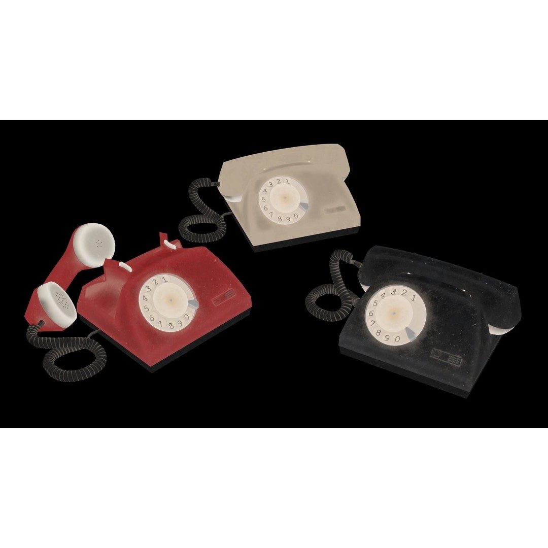 Used Soviet Telephone 3D Model – Low Poly Game Asset, FBX - View 11
