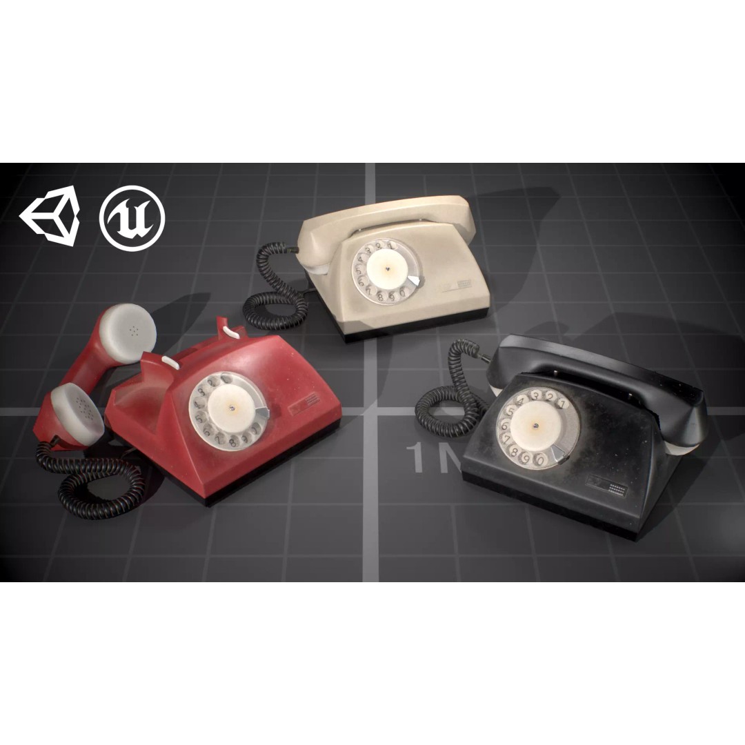 Used Soviet Telephone 3D Model – Low Poly Game Asset, FBX - View 2