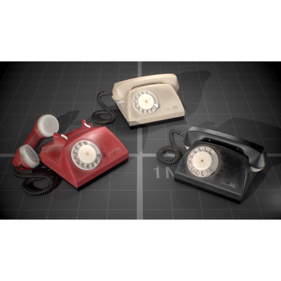 Used Soviet Telephone 3D Model – Low Poly Game Asset, FBX - View 3