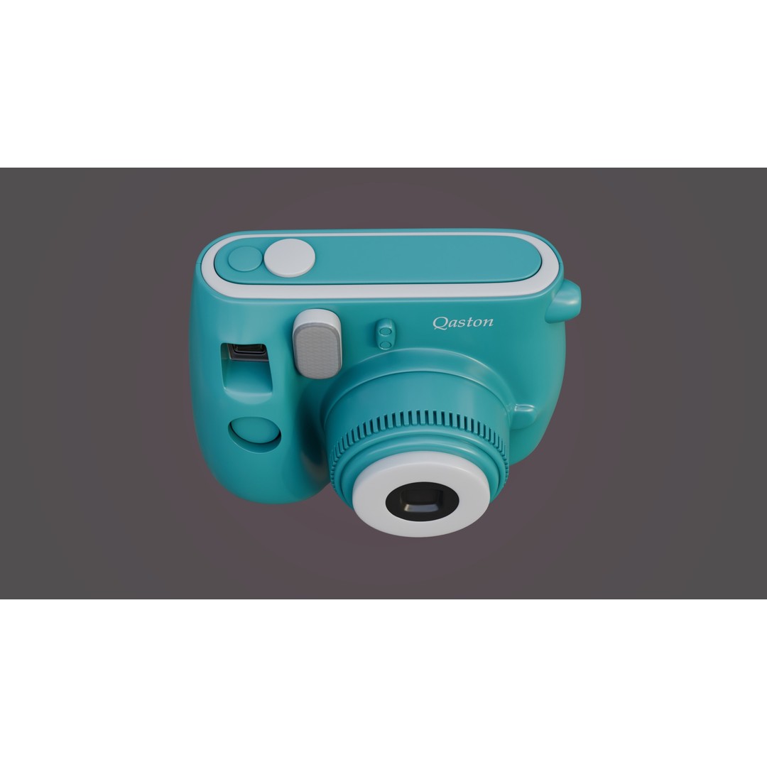 Blue Instant Camera 3D Model – Vintage PBR Asset, FBX & More - View 10
