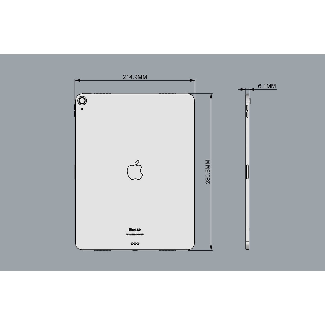 Apple iPad Air M2 3D Model – Real-World Scale, FBX & OBJ Formats - View 15