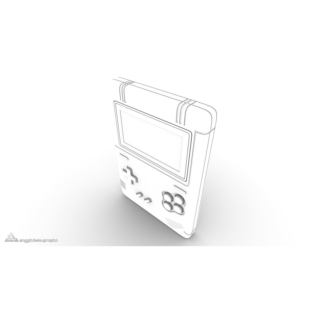 Portable Gaming Device 3D Model – Retro Compact Design, FBX