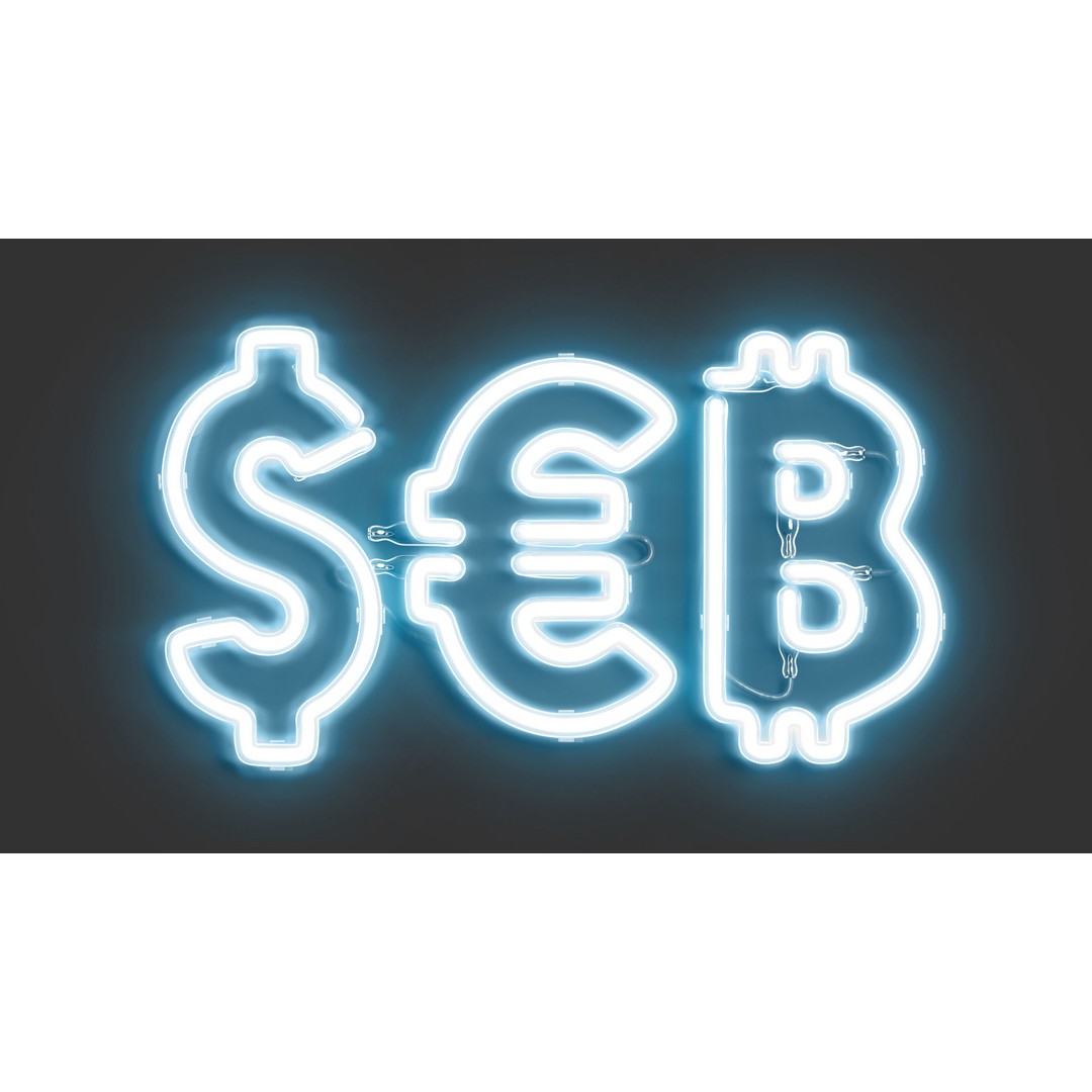 Blue Neon Symbols 3D Model – Illuminated LED Sign, PBR, FBX, OBJ - View 5