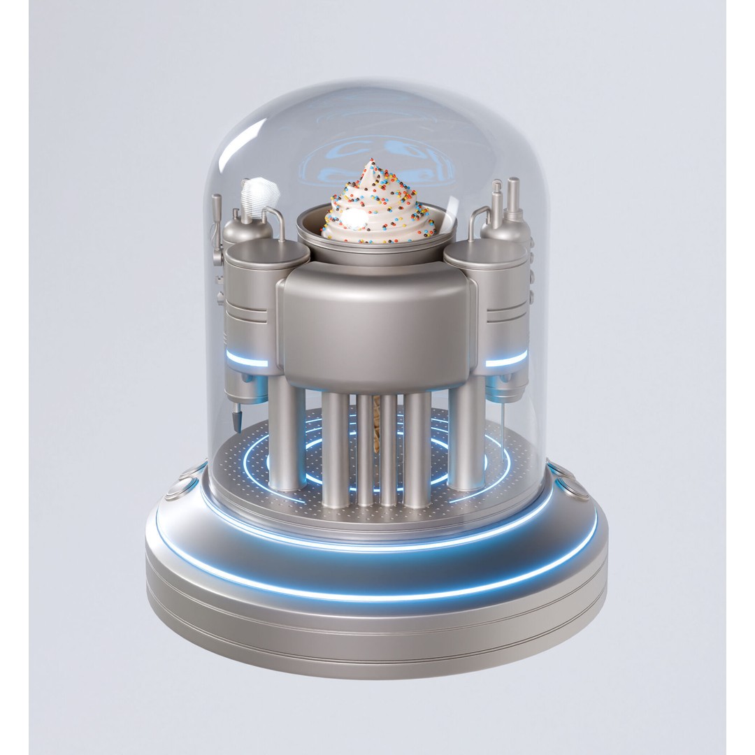 Futuristic Ice Cream Machine 3D Model – Low Poly PBR Kitchen Gadget, FBX - View 5