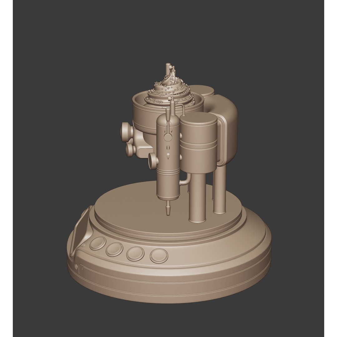 Futuristic Ice Cream Machine 3D Model – Low Poly PBR Kitchen Gadget, FBX - View 9