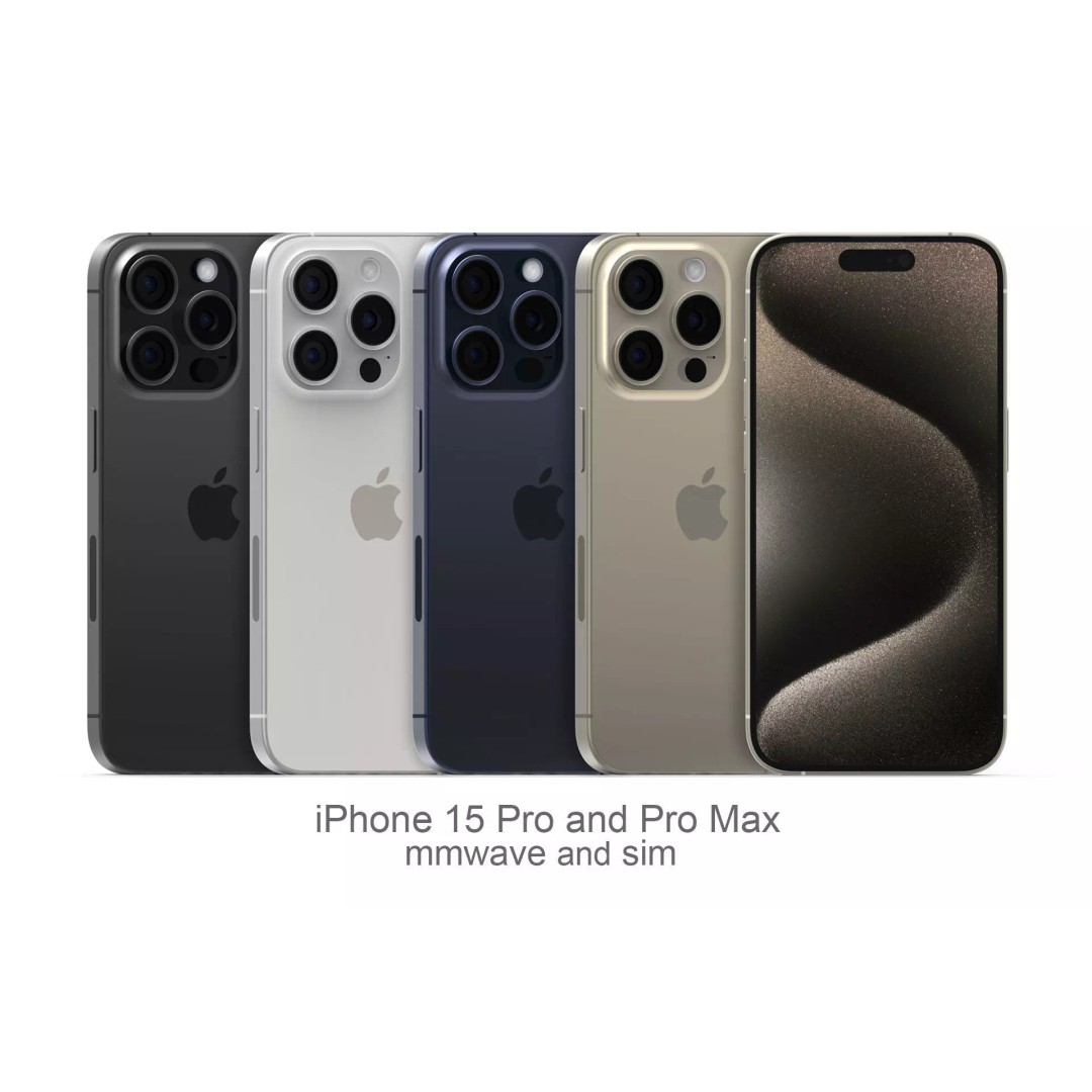 Apple iPhone 15 Pro 3D Model – Realistic Smartphone Asset, FBX/OBJ - View 2