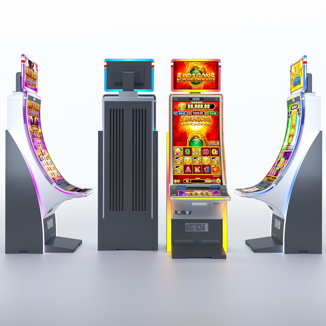 Neptune Single Slot Machine 3D Model – Low Poly Casino Asset, FBX, OBJ - View 7