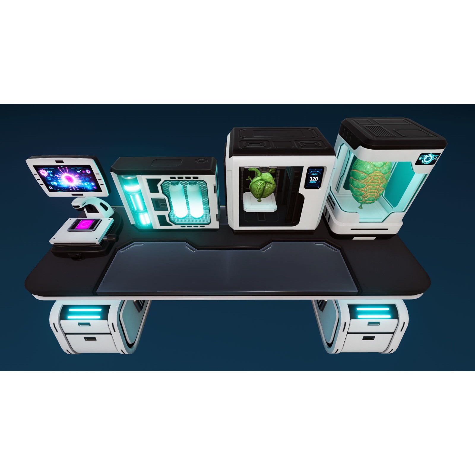 Sci-Fi Laboratory Props - Low-Poly Game-Ready 3D Model - View 10