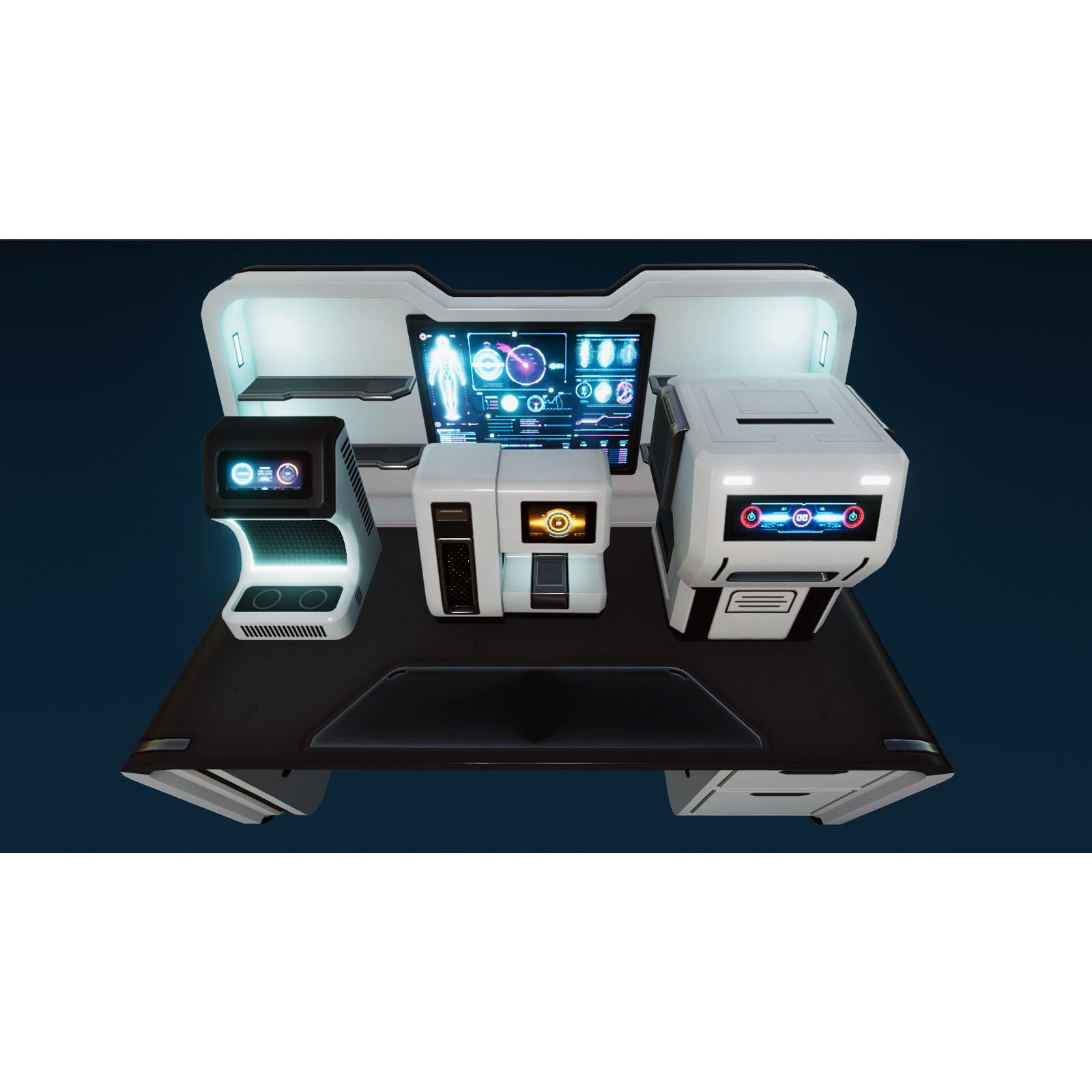 Sci-Fi Laboratory Props - Low-Poly Game-Ready 3D Model - View 11