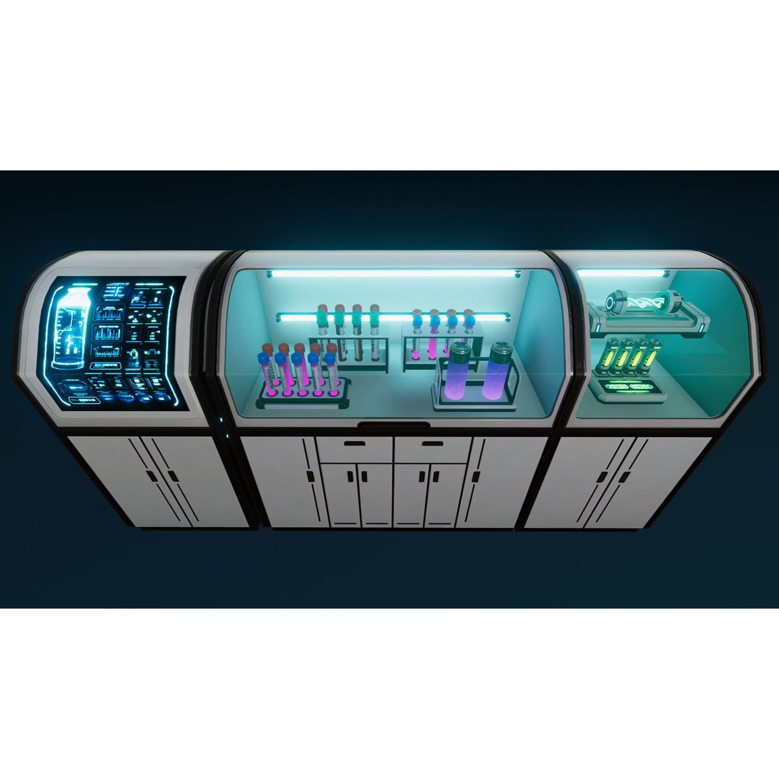 Sci-Fi Laboratory Props - Low-Poly Game-Ready 3D Model - View 12