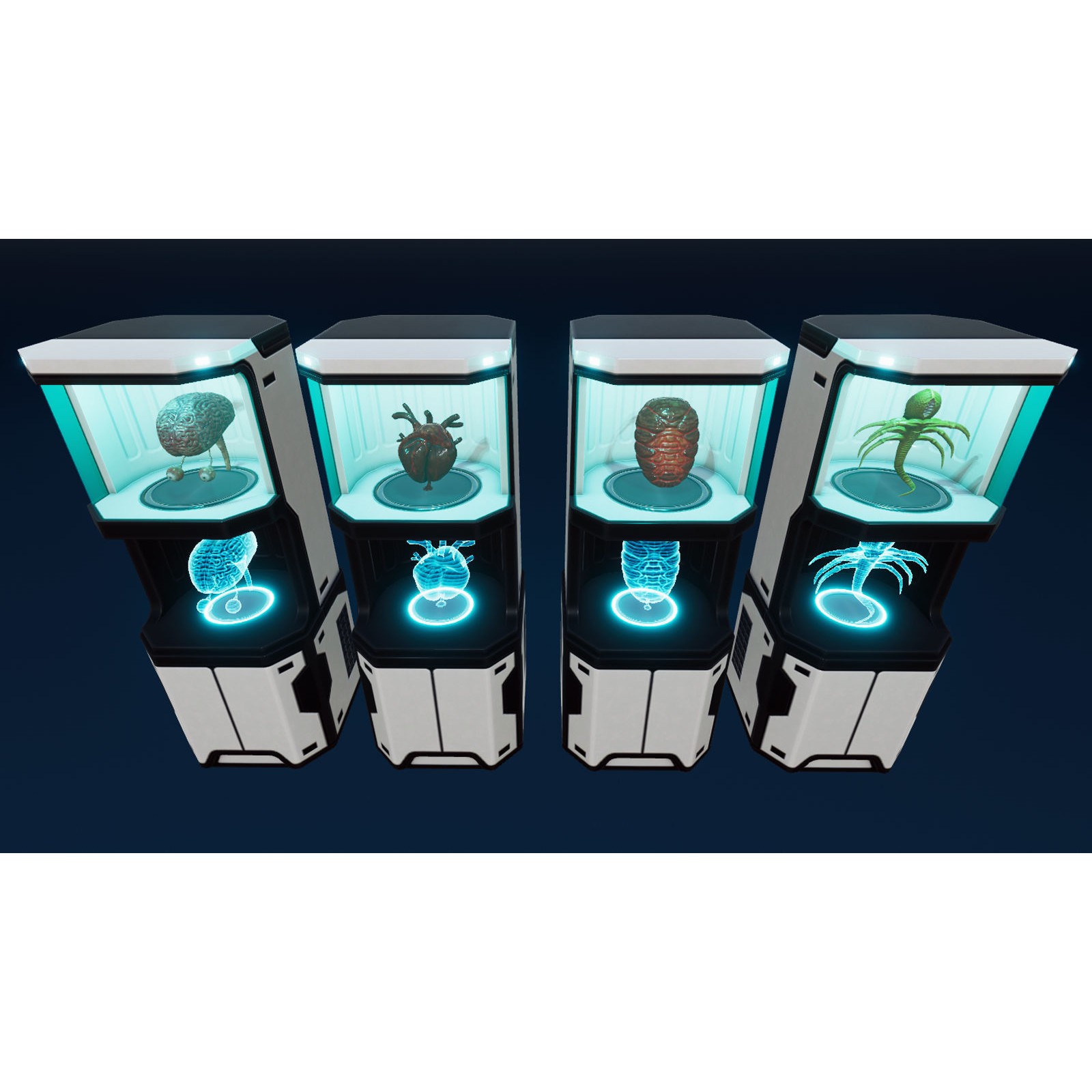 Sci-Fi Laboratory Props - Low-Poly Game-Ready 3D Model - View 3