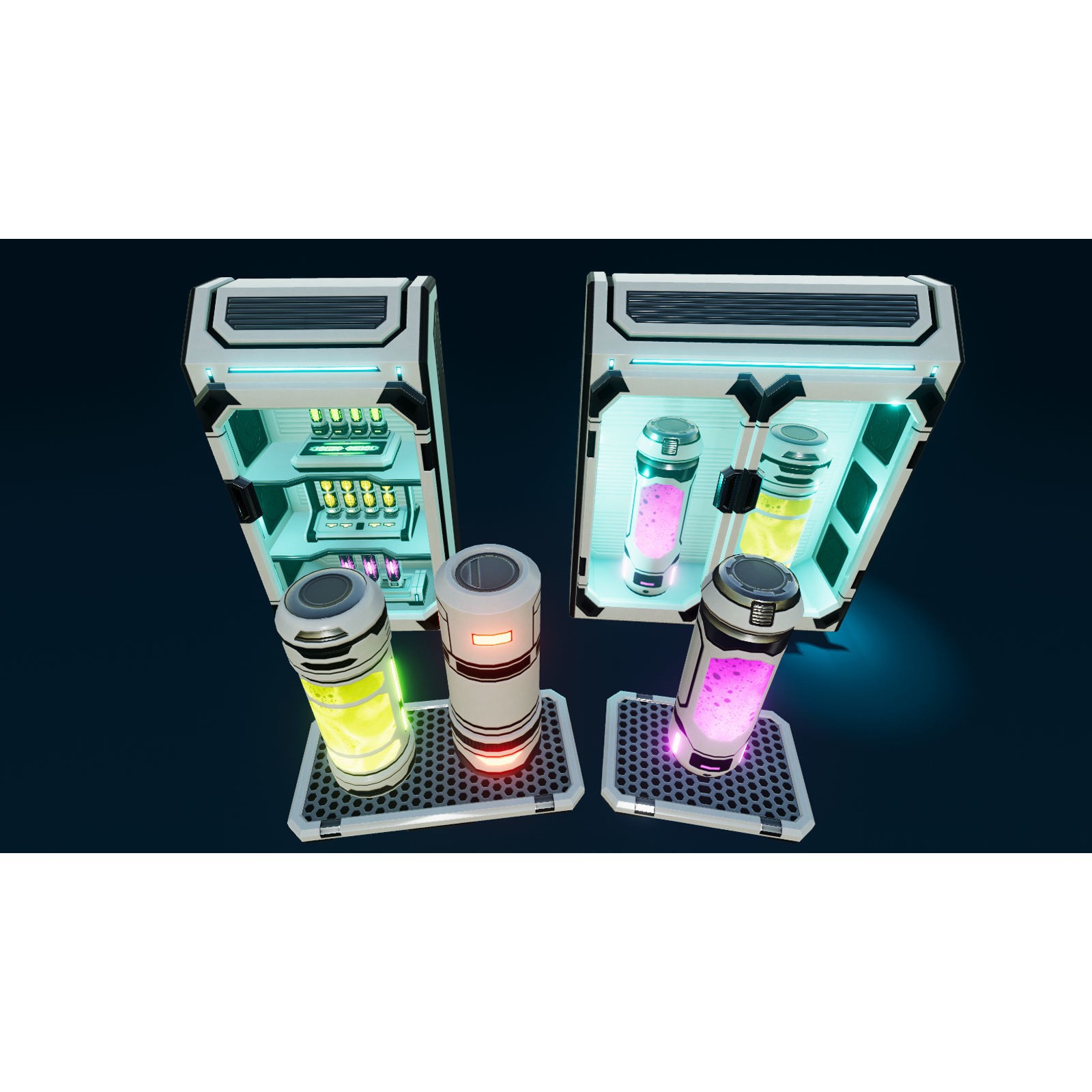 Sci-Fi Laboratory Props - Low-Poly Game-Ready 3D Model - View 4