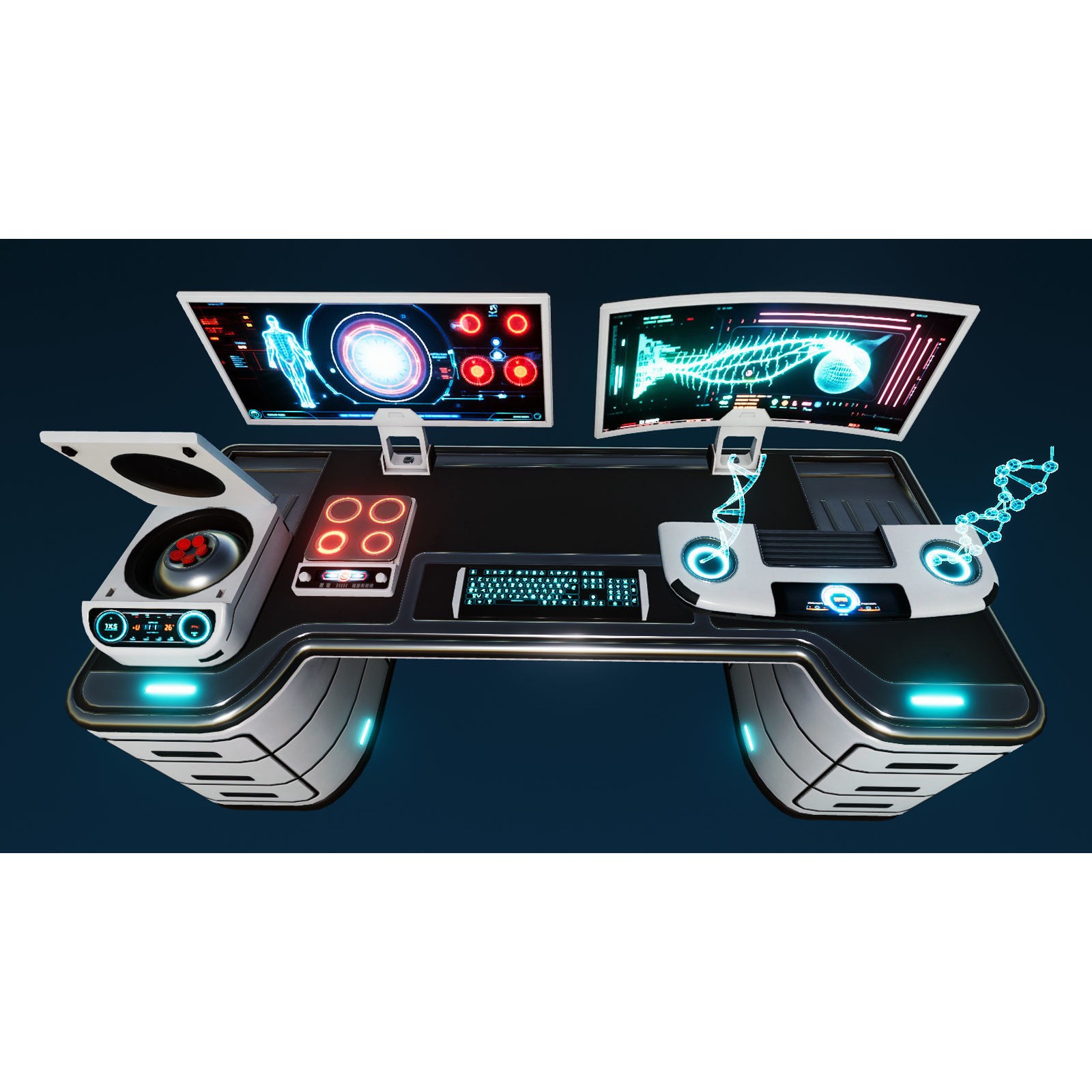 Sci-Fi Laboratory Props - Low-Poly Game-Ready 3D Model - View 9