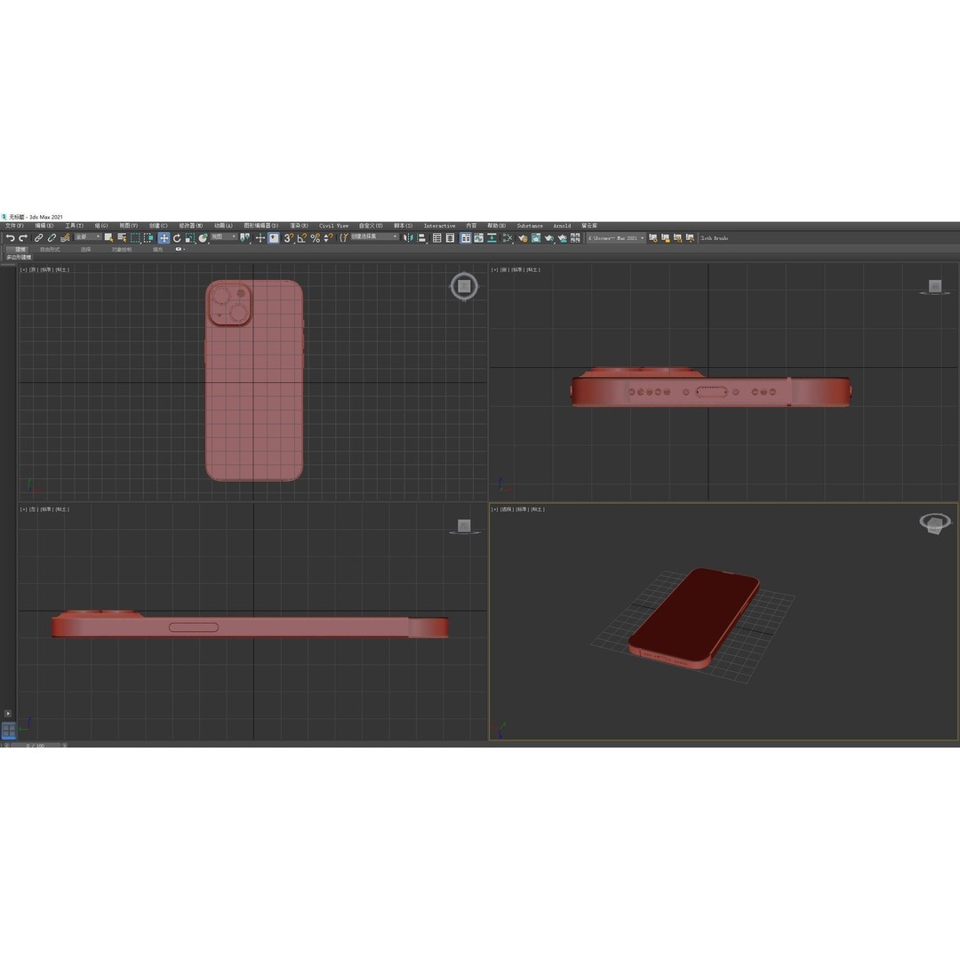 Apple iPhone 13 3D Model – High Poly Game Asset, FBX, OBJ, Rhino