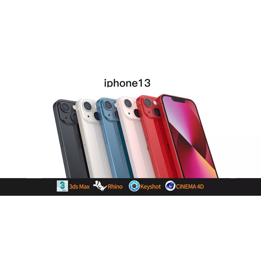Apple iPhone 13 3D Model – High Poly Game Asset, FBX, OBJ, Rhino - View 2