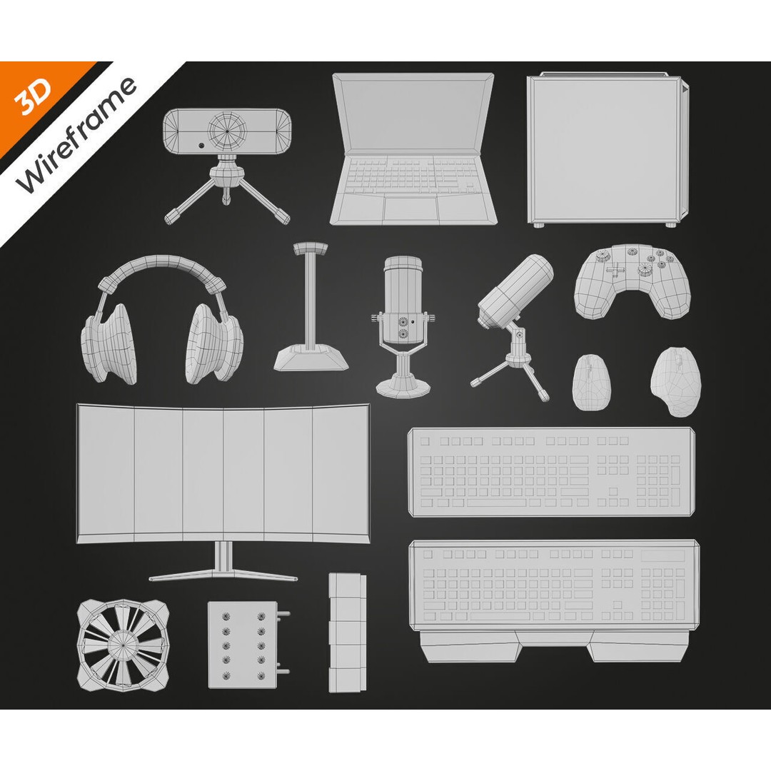 PC Pack 3D Model – Low Poly Game Asset, PBR Textures, FBX, OBJ - View 14