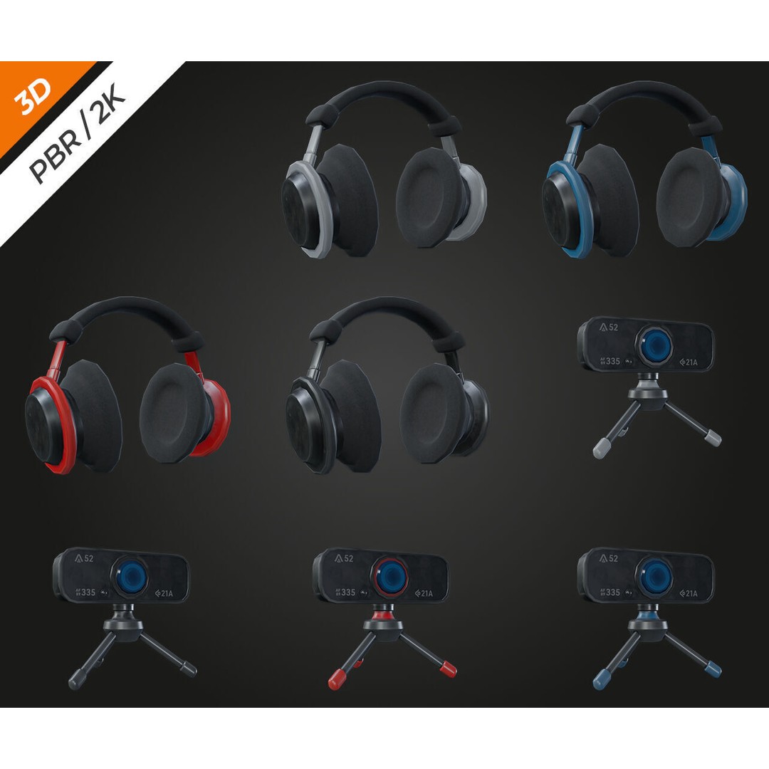 PC Pack 3D Model – Low Poly Game Asset, PBR Textures, FBX, OBJ - View 7