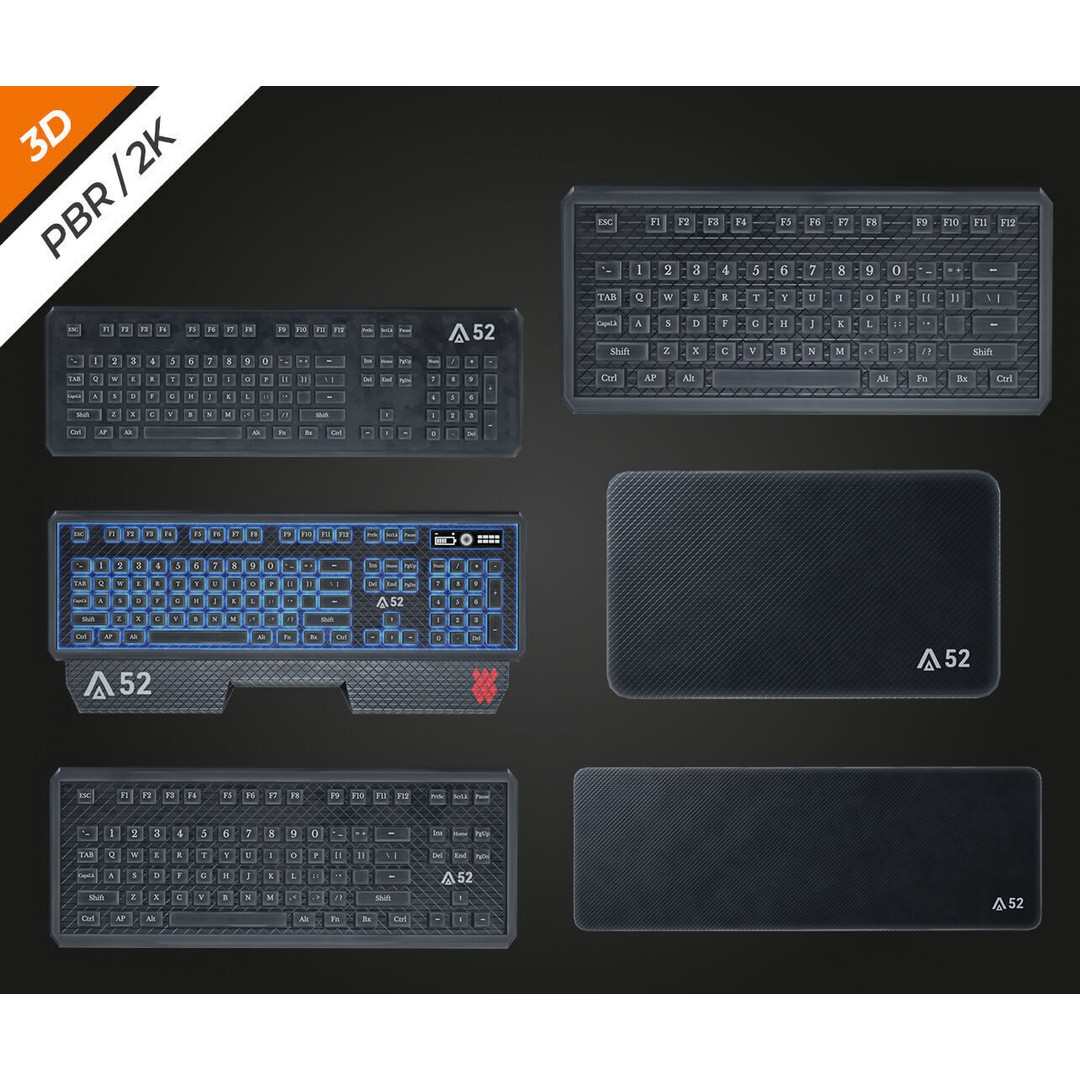 PC Pack 3D Model – Low Poly Game Asset, PBR Textures, FBX, OBJ - View 8