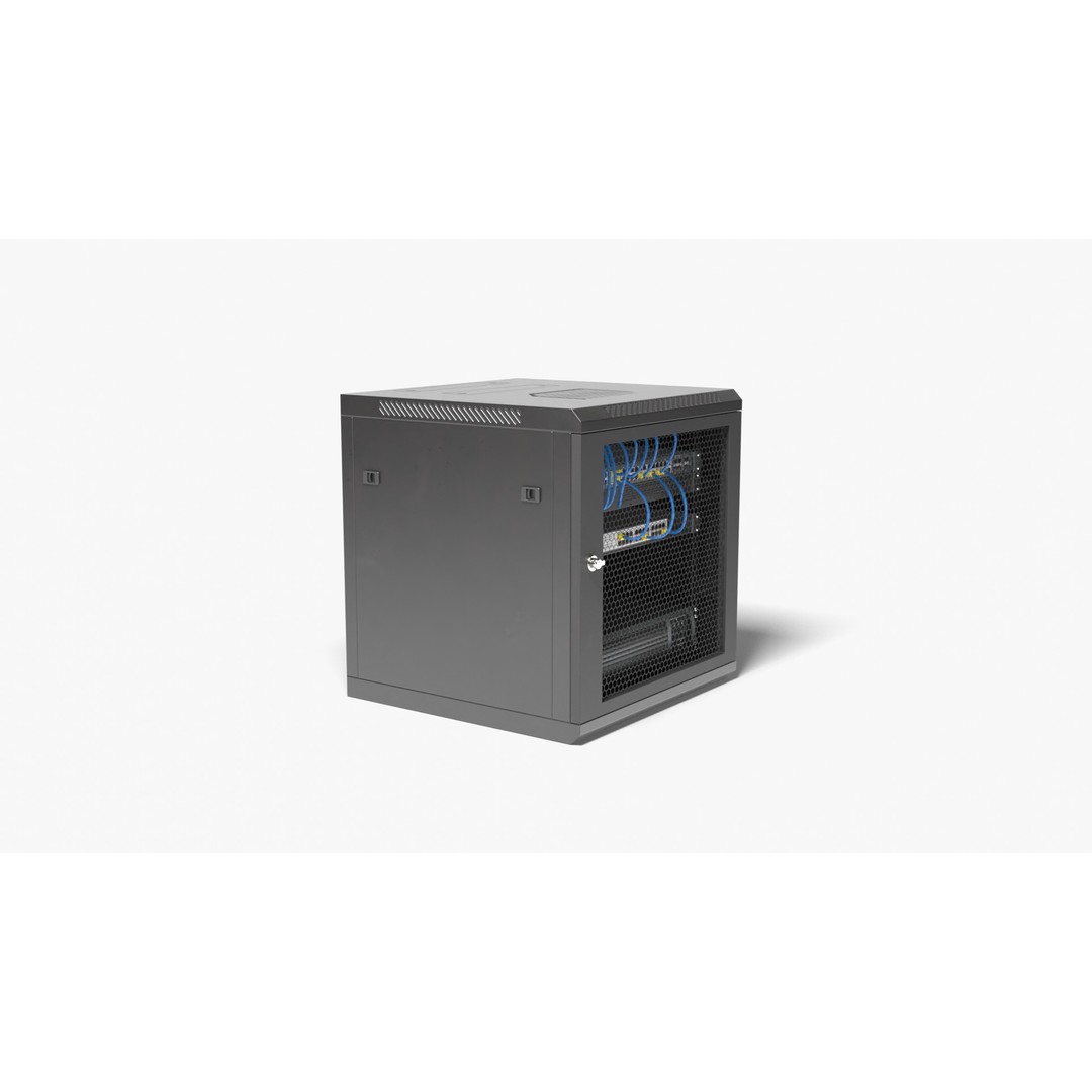 Wall Mount Network Cabinet 3D Model – High Poly PBR Asset, FBX, OBJ - View 12