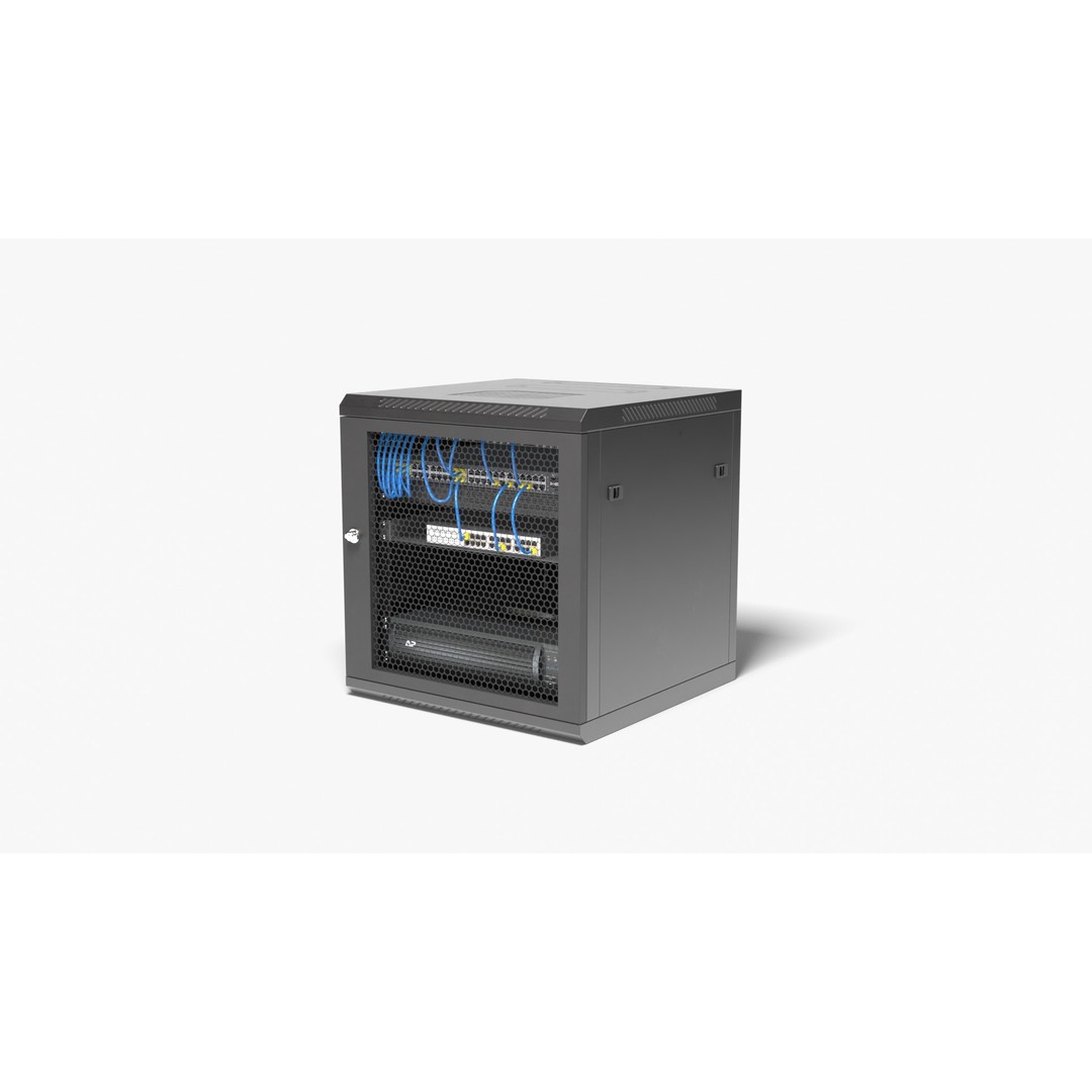 Wall Mount Network Cabinet 3D Model – High Poly PBR Asset, FBX, OBJ - View 15