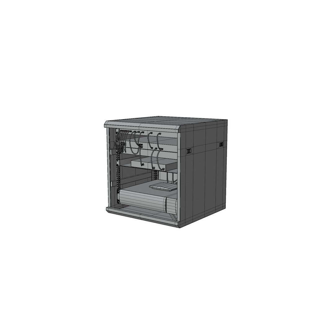 Wall Mount Network Cabinet 3D Model – High Poly PBR Asset, FBX, OBJ - View 16