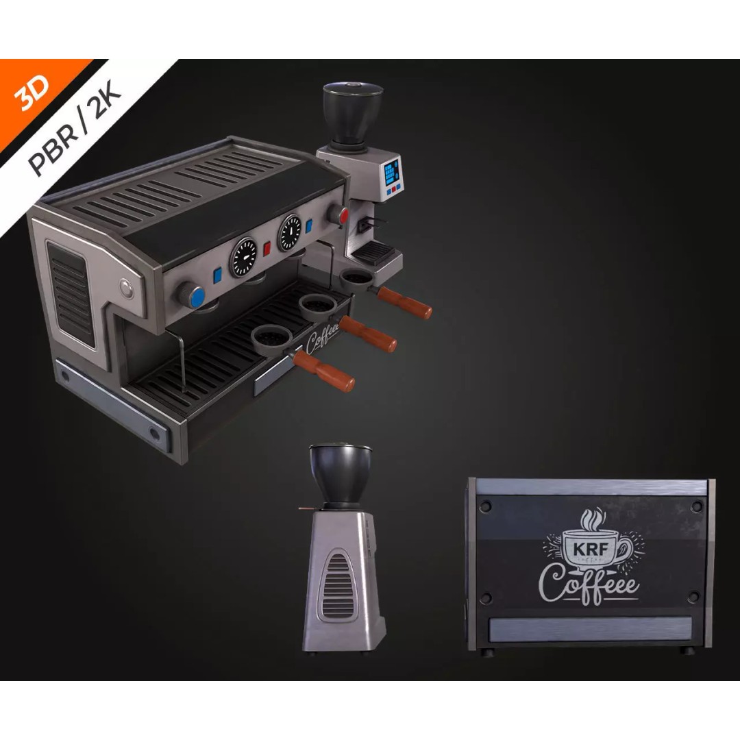 Coffee Maker 3D Model – Low Poly PBR Asset for Games, FBX, Blender - View 10