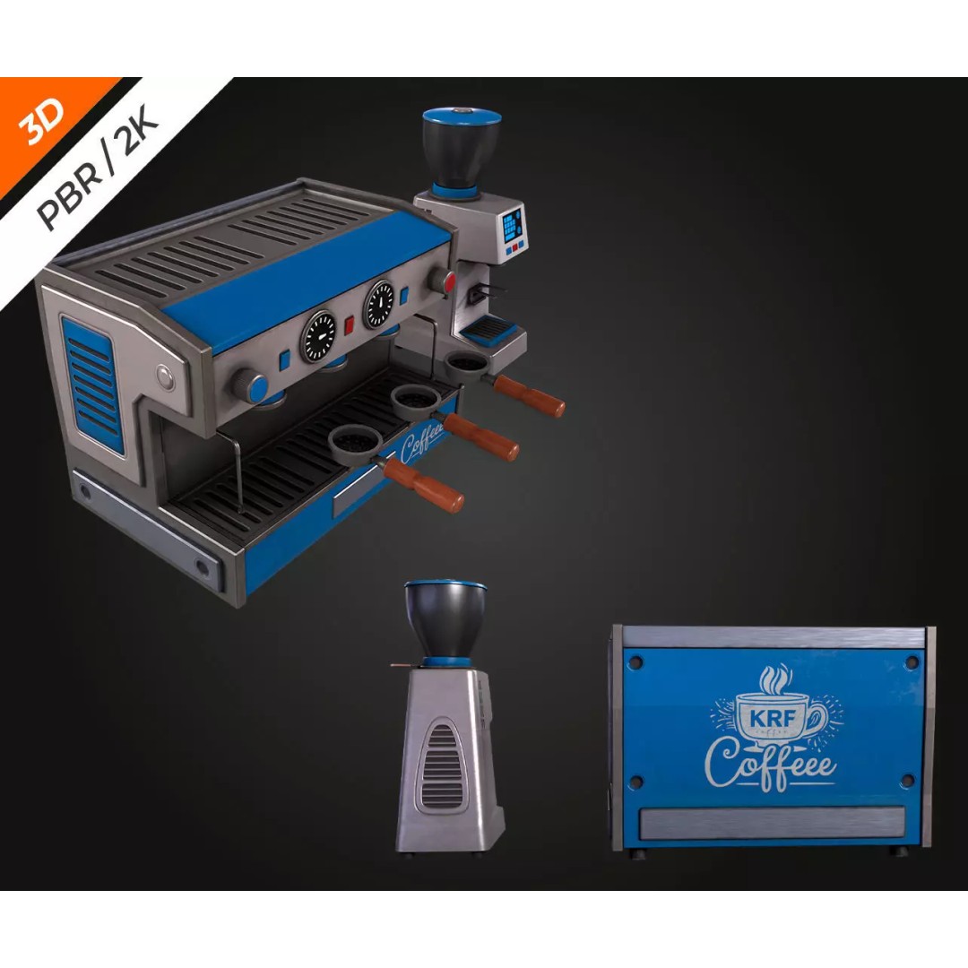 Coffee Maker 3D Model – Low Poly PBR Asset for Games, FBX, Blender - View 8