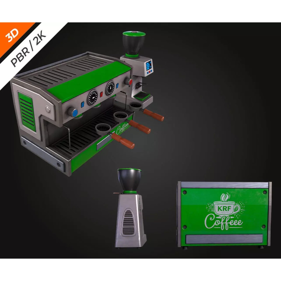 Coffee Maker 3D Model – Low Poly PBR Asset for Games, FBX, Blender - View 9