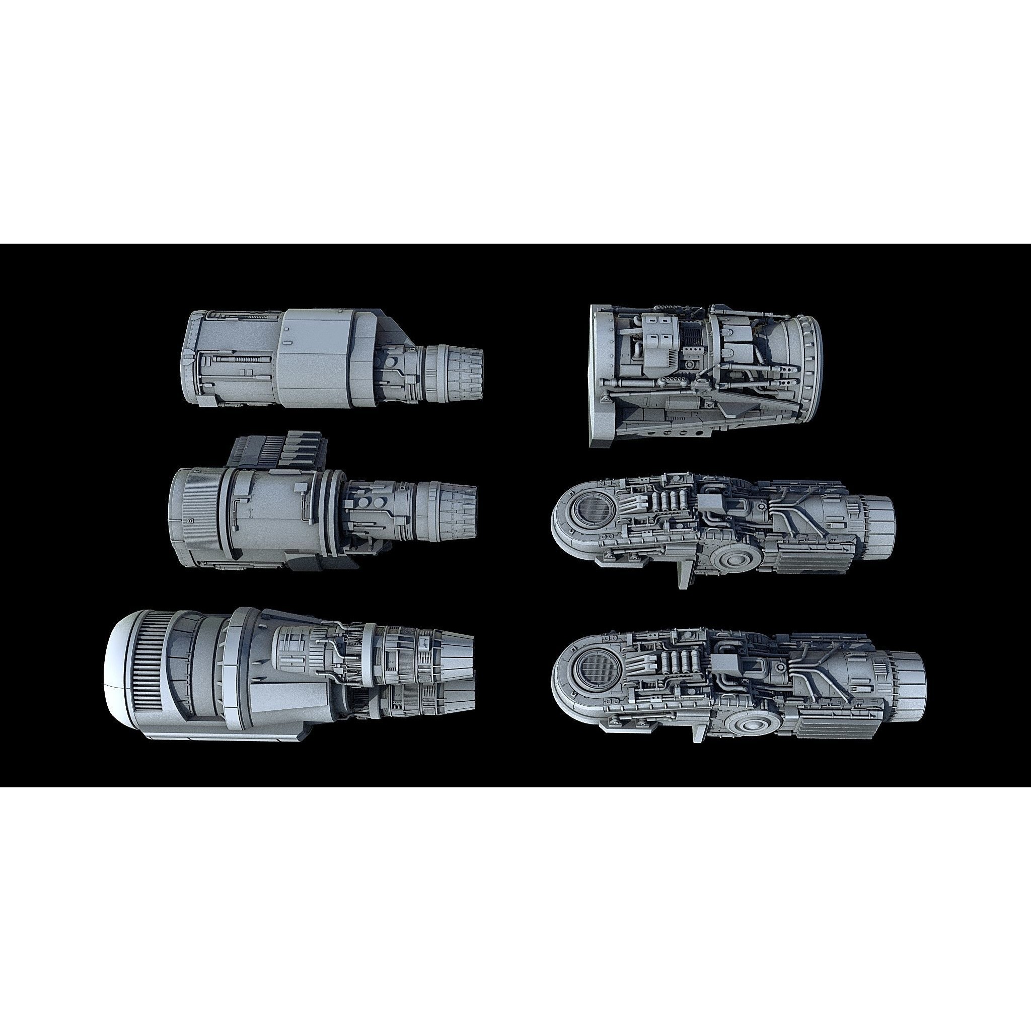 Sci-Fi Engine Pack - Game-Ready 3D Model - View 4