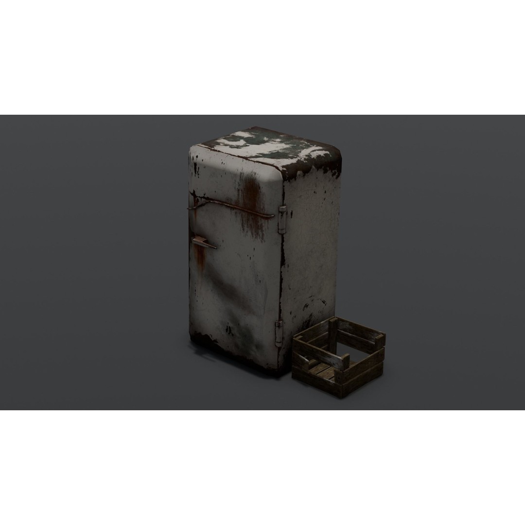 Rusted Fridge 3D Model – Low Poly PBR Asset for Games, FBX