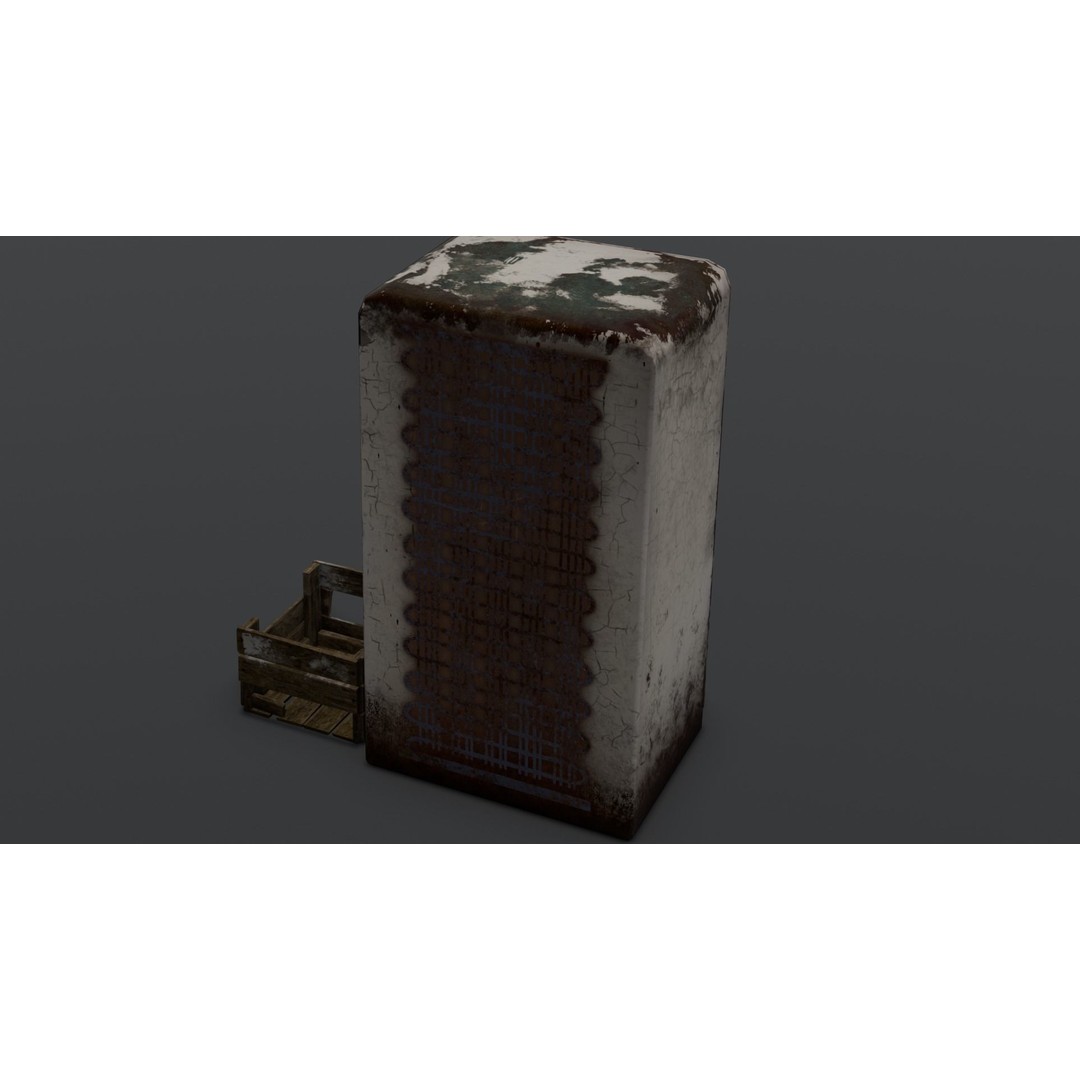 Rusted Fridge 3D Model – Low Poly PBR Asset for Games, FBX - View 14